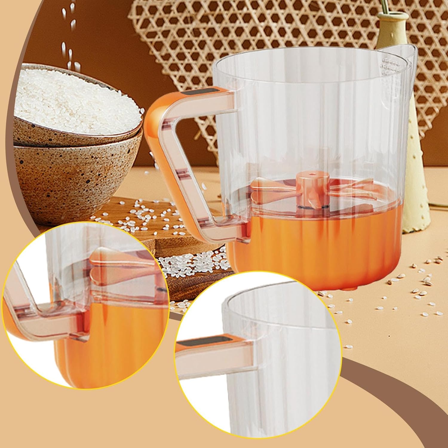 Electric Egg Beater with Strainer Spout Kitchen Utensil Kitchen Mixer Automatic Egg Whisk for Blending Mixing Hot Chocolate, Orange