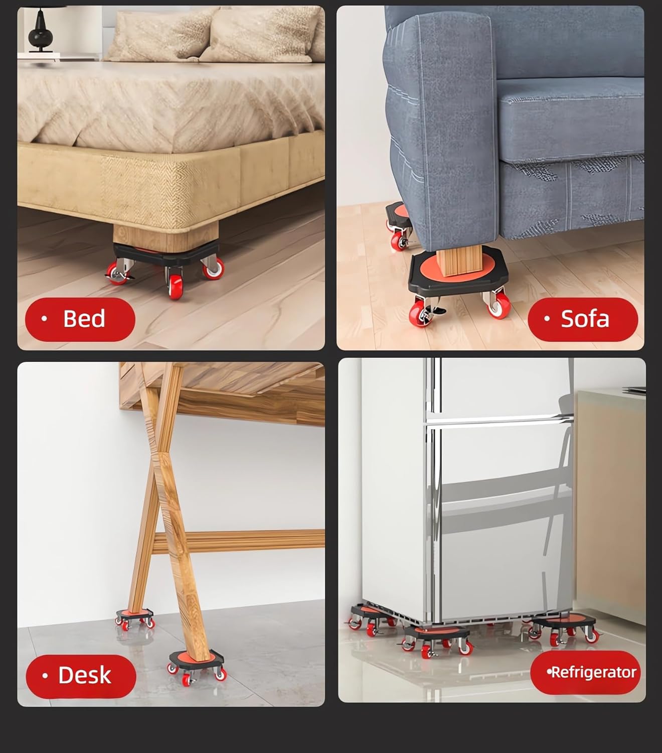 Heavy Duty cart with 4 Wheels, 3000LB Capacity Appliance Dolly, Portable Moving Cart for Furniture, Boxes, Laundry, Studio Equipment | No Assembly Required, Alloy Frame