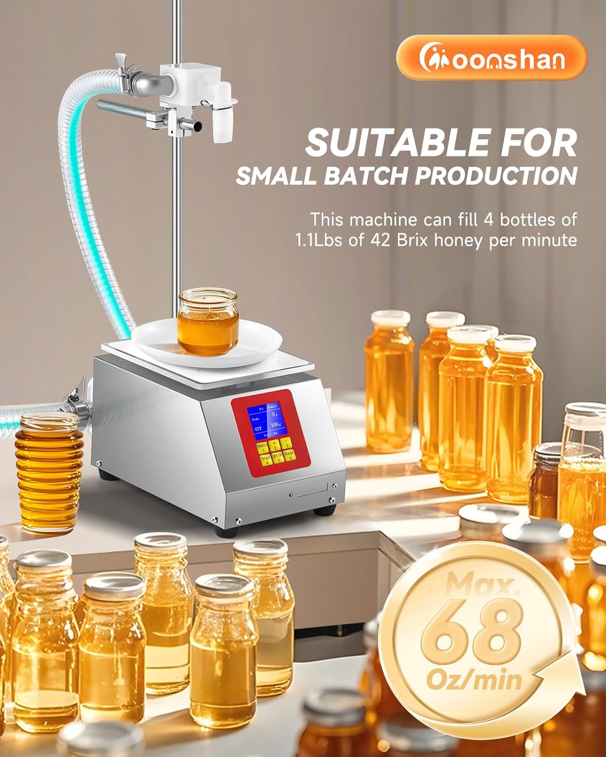 Viscous Liquid Filling Machine 2-IN-1 Honey Filling Machine, Automatic Weight Bottle Filling Machine for Oil, Laundry Detergent, Gel, Honey, Sauce