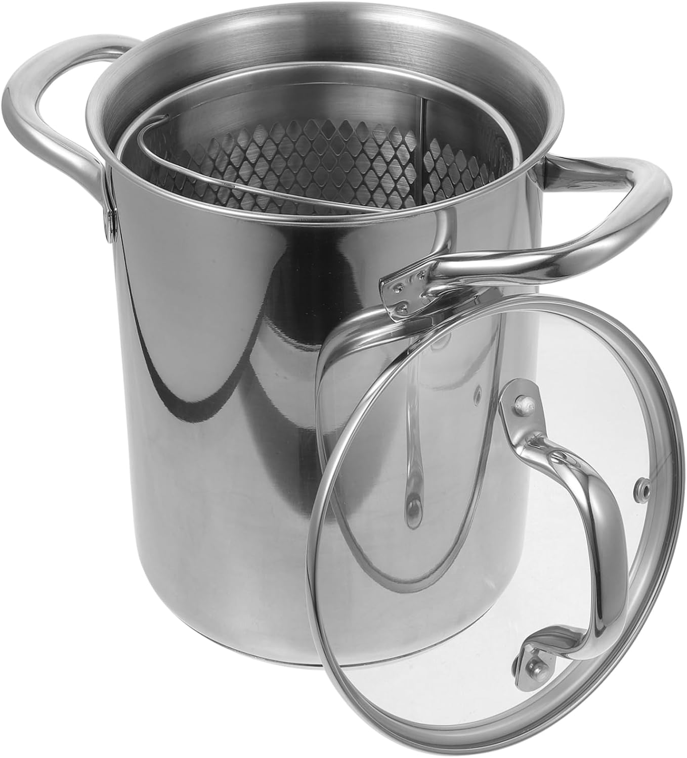 Stainless Steel Deep Fryer Pot with Drainer Basket Non-stick Kitchen Frying Tool for All Stoves for Cooking Fish Chicken and Fries at Home