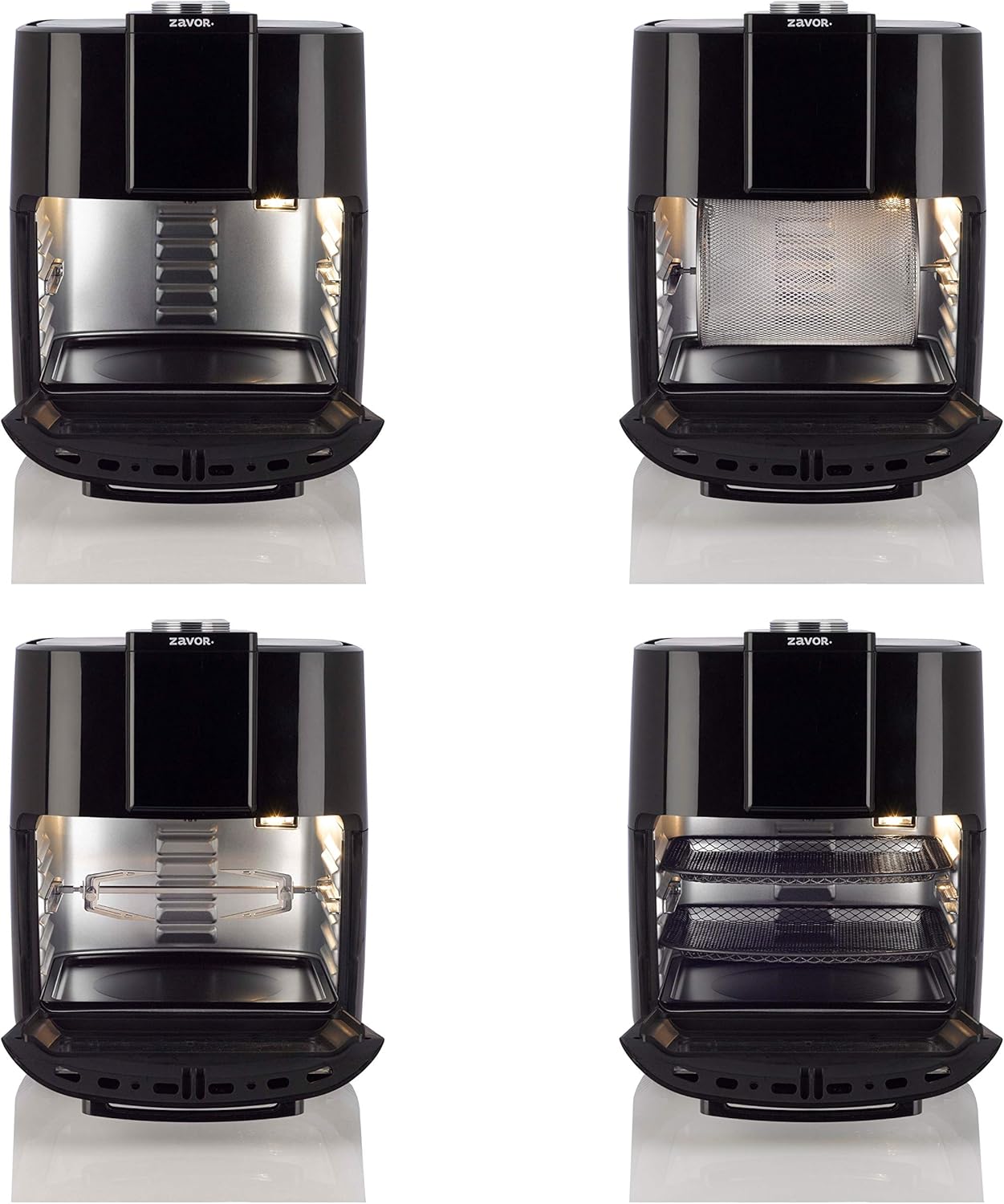 Zavor Crunch 12 Qt Air Fryer Dehydrator Combo with Rotisserie, Toaster Oven, Grill, Roaster & Convection Oven Functions | 8 Presets, Large Capacity, Accessories & Recipe eBook, Black