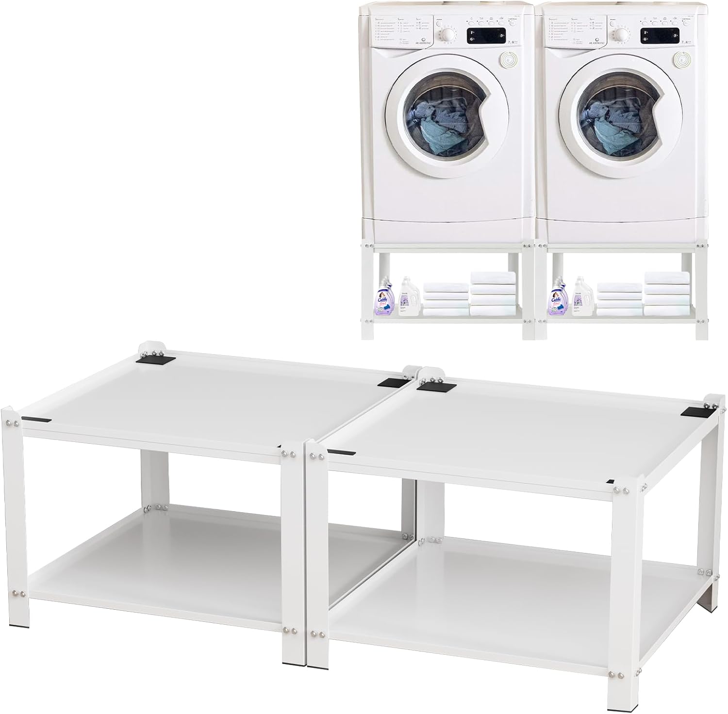 Universal Laundry Pedestal for Washer and Dryer Stand W28''xD28''xH20'' Dryer Pedestals Set of 2 700lbs Load Capacity Washing Machine Pedestal Heavy Duty Washer Pedestal for Washer and Dryer