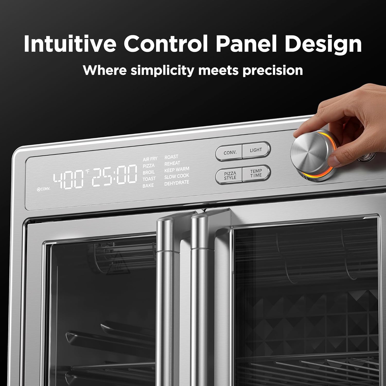 Midea Flexify Pro 10+4 Toaster Oven Air Fryer Combo, Graphene Juicy-Lock Cooking, French Door Countertop Oven, 450°F Flash Air Fry, 26.4 QT Stainless Steel