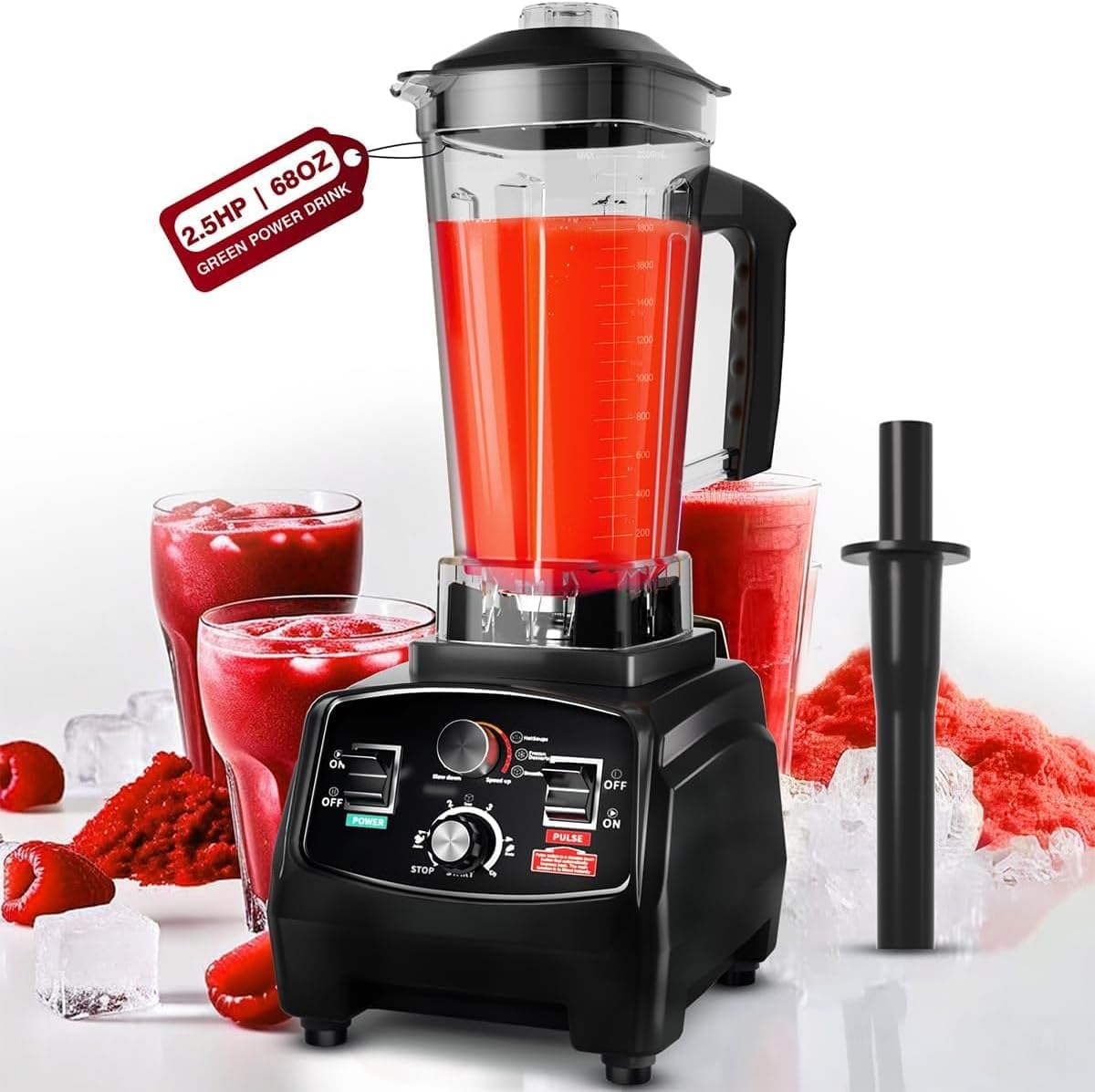 Smoothie Blender 1800W Powerful Blenders for Kitchen 68 Oz Large Capacity and BPA-Free Containers with To-Go Cup Countertop Blender for Smoothies, Ice Crushing & Frozen Drinks