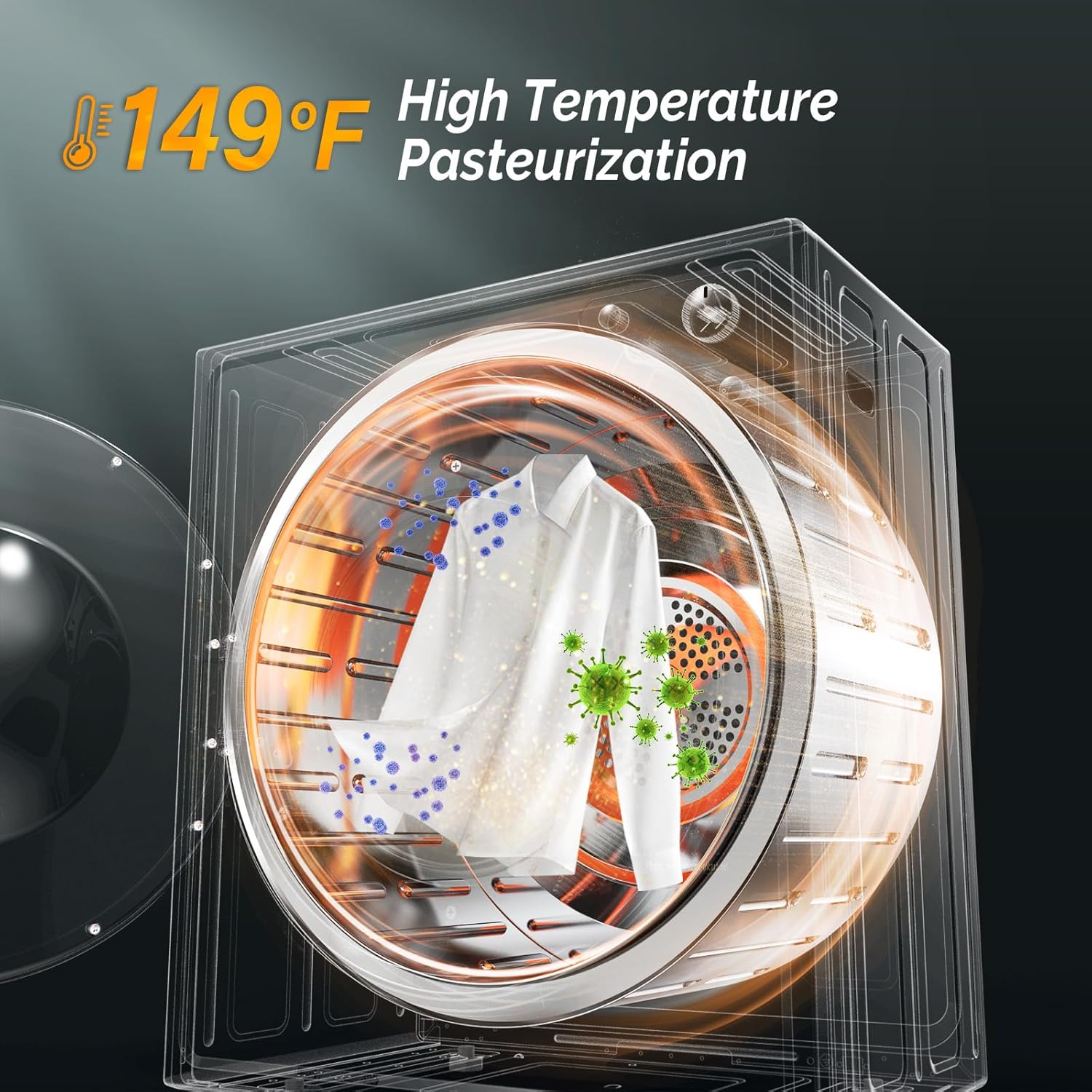 ROVSUN 9LBS Portable Clothes Dryer, 110V 1400W Electric Compact Front Load Tumble Laundry Dryer with Stainless Steel Tub & Easy Control Knob for Apartment, Home, Dorm,RV (White), 9LB-1400W