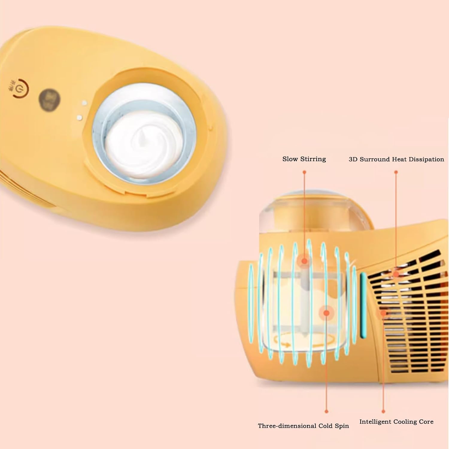 Ice Cream Maker 500ml Mini Ice Cream Machine Home Small Homemade Fully Automatic Fruit Ice Cream Children's Ice Cream Machine Table Top Ice Cream Machine，Fun Kitchen Appliance