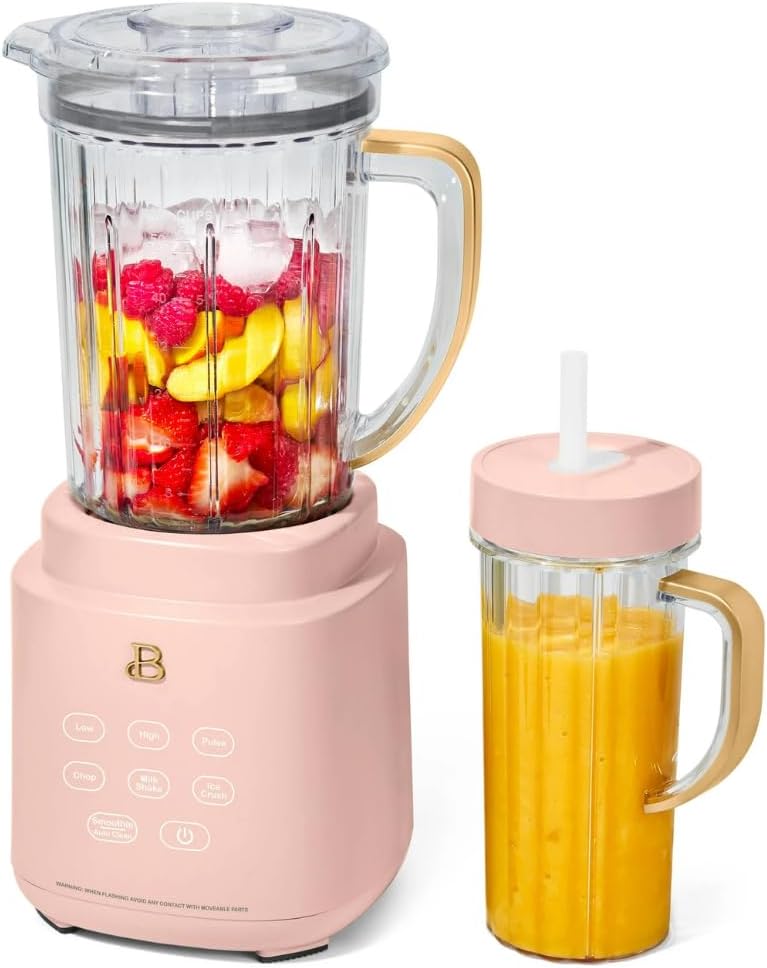 Beautiful PowerExact Blender System with PrecisionSense Technology, 700W Motor, 50oz Tritan Jar, 20oz Personal Cup, Stainless Steel Blades (Rose)