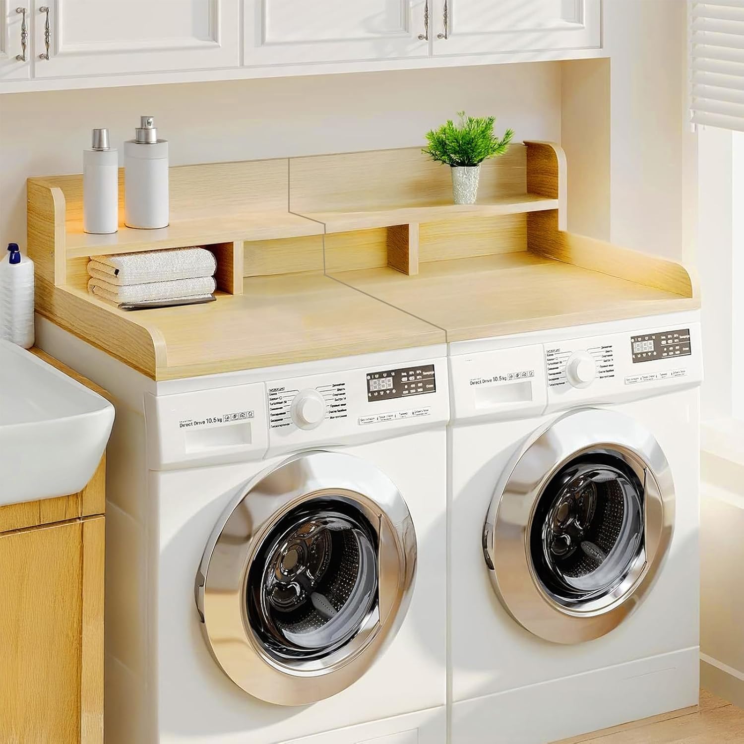 2-Tier Washer Dryer Countertop with Non-Slip Pads Laundry, Laundry Countertop Cover, 54