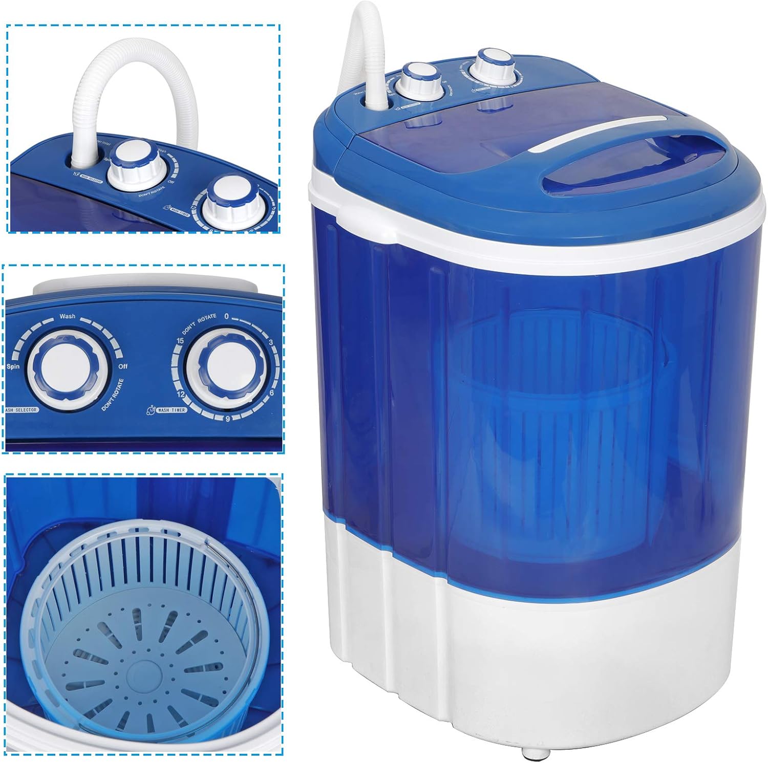 LEMY Portable Washing Machine,5.7LBS Compact Mini Washer with Spin Dryer,Energy Saving Semi-Automatic Laundry Washer for Apartment,Dorm,RV,No Installation Needed