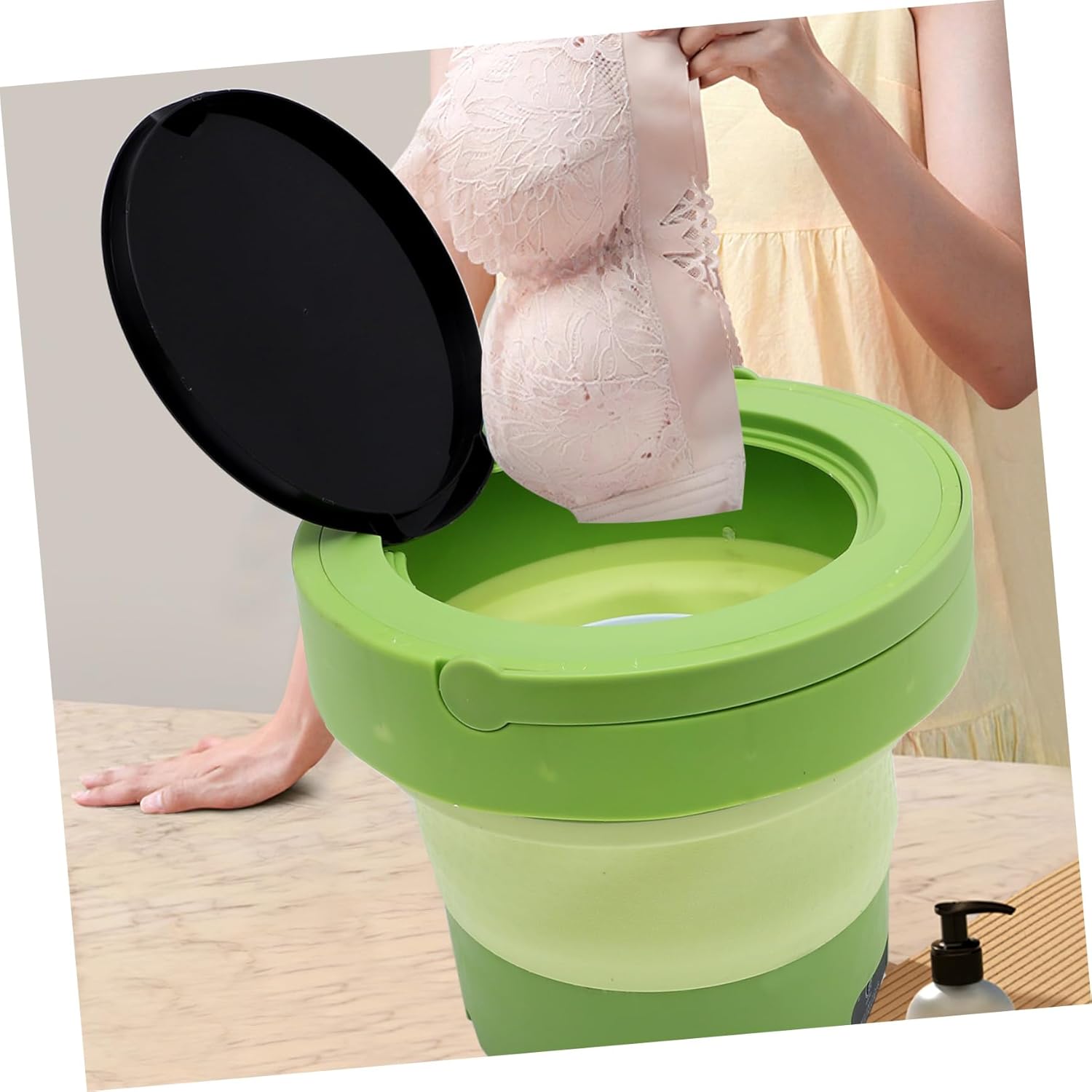 TEHAUX Portable Mini Washing Machine 6L Foldable Travel Washer for Camping Travel and Apartments Lightweight Collapsible Clothes Dryer Rotating Clean Function