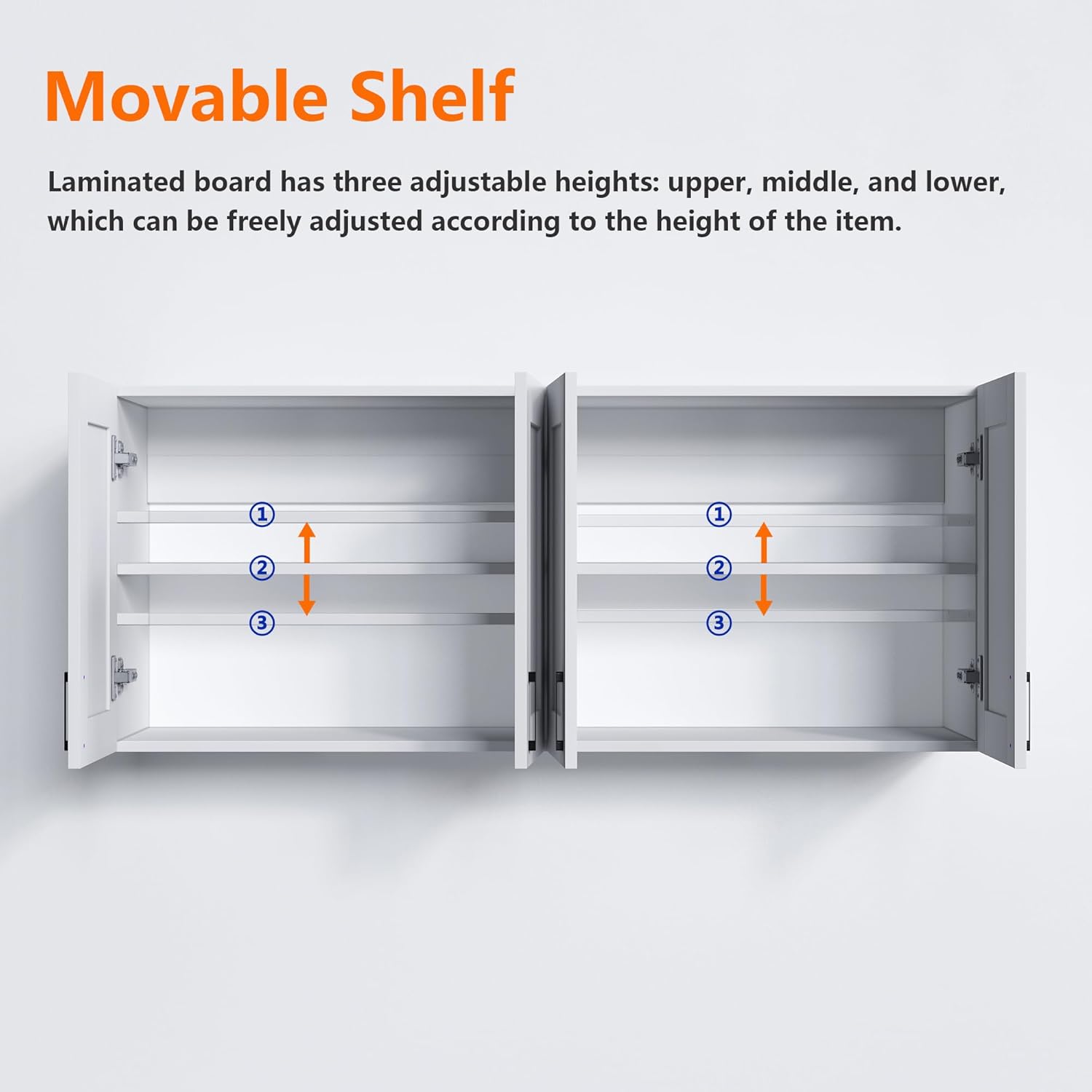 White Laundry Room Cabinets and Storage with 4 Doors and Utility Adjustable Shelf，Gabinetes Para Cocina Cupboard Kitchen Organizers and Storage Pantry Wall Mounted 12.4