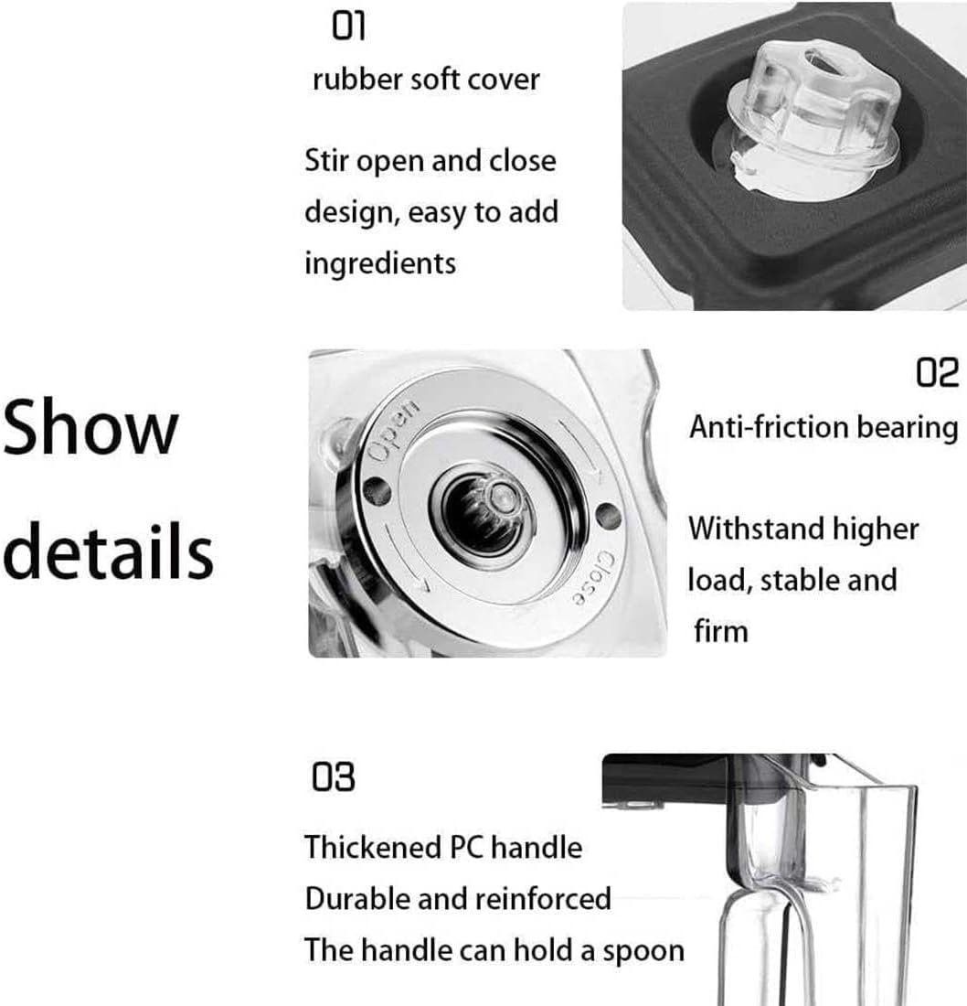 Blender Smoothie Maker, 2L Commercial Mixer Milkshake Smoothie Blender Machine for Shakes and Smoothies, Heavy Duty 2200W Stainless Steel Blade with Quiet Shield Sound Enclosure, 5 Presets