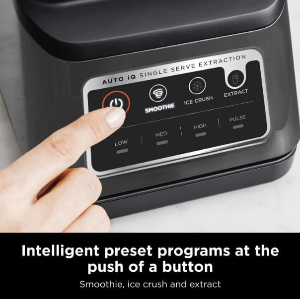 Professional 1400-Watt Kitchen Blender with Auto-iQ Technology, 72-oz Pitcher, 3 Preset Programs, Digital Display, Smoothie Maker for Frozen Drinks, Shakes, Black/Gray