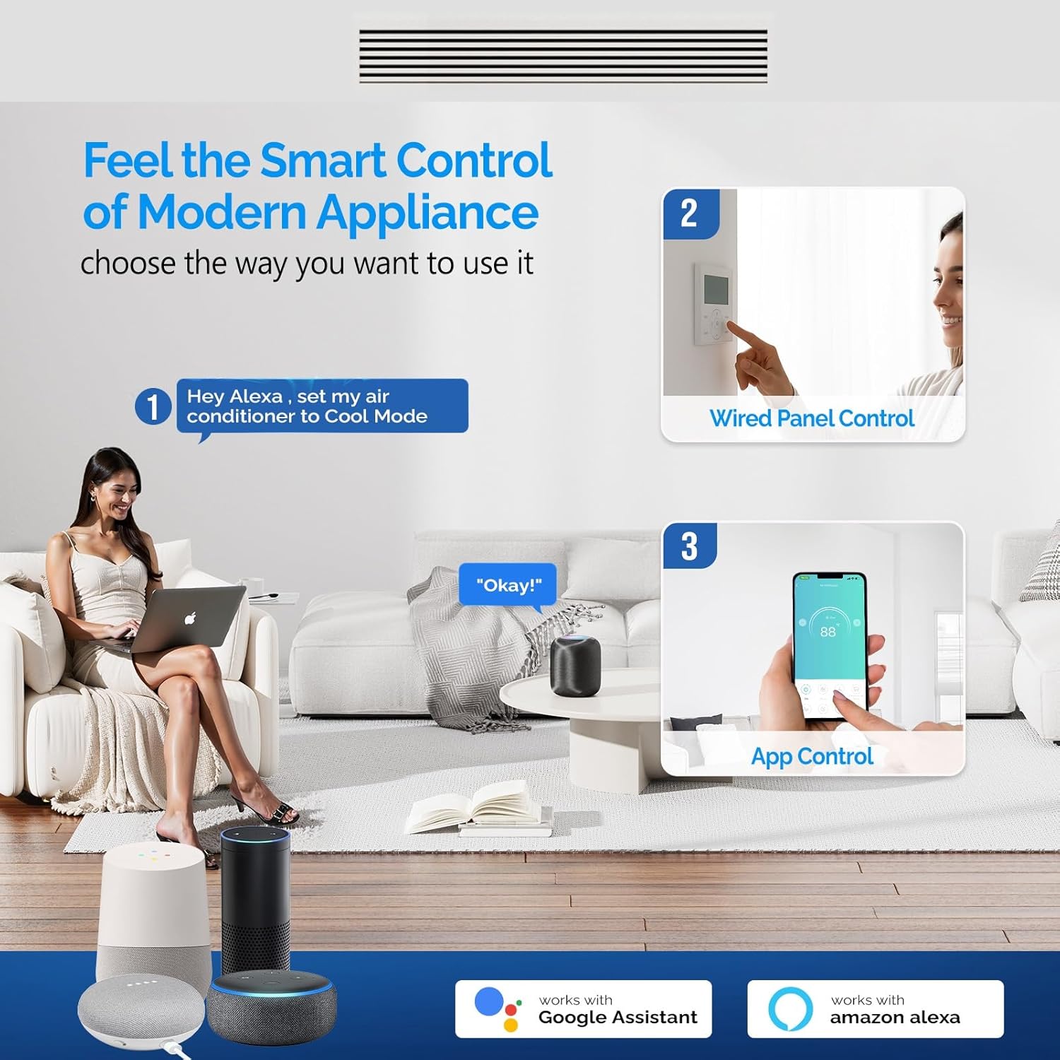 ROVSUN 12000 BTU Smart WIFI Ducted Mini Split AC/Heating System with Inverter, 24 SEER2 Concealed Duct Air Conditioner with Wired Controller, Pre-Charged Condenser, Heat Pump & Installation Kit, 230V