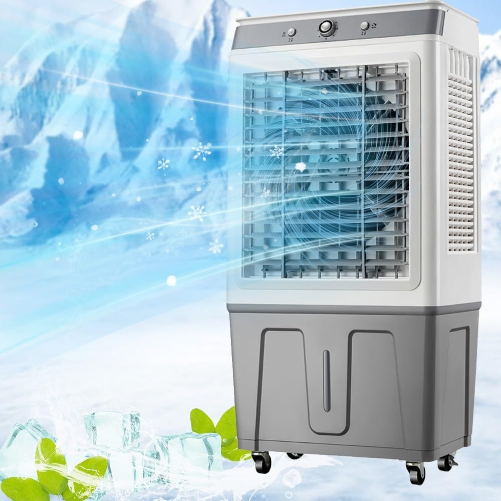 3-in-1 Evaporative Air Cooler, 9 Gal Water Tank Outdoor Air Conditioner, 120° Oscillation Swamp Cooler, 32inch Portable Cooling Fan For Indoor＆Outdoor