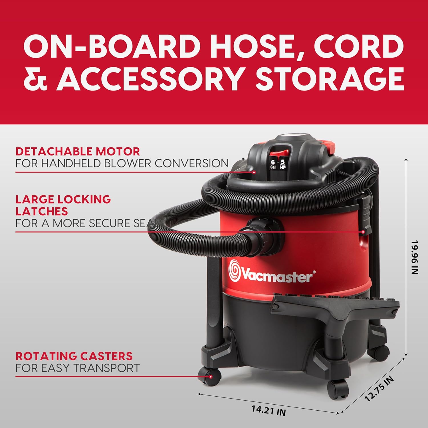 Vacmaster Wet/Dry Vacuum with Detachable Blower 6 Gallon 5 Peak HP-VBVB611PF 1101