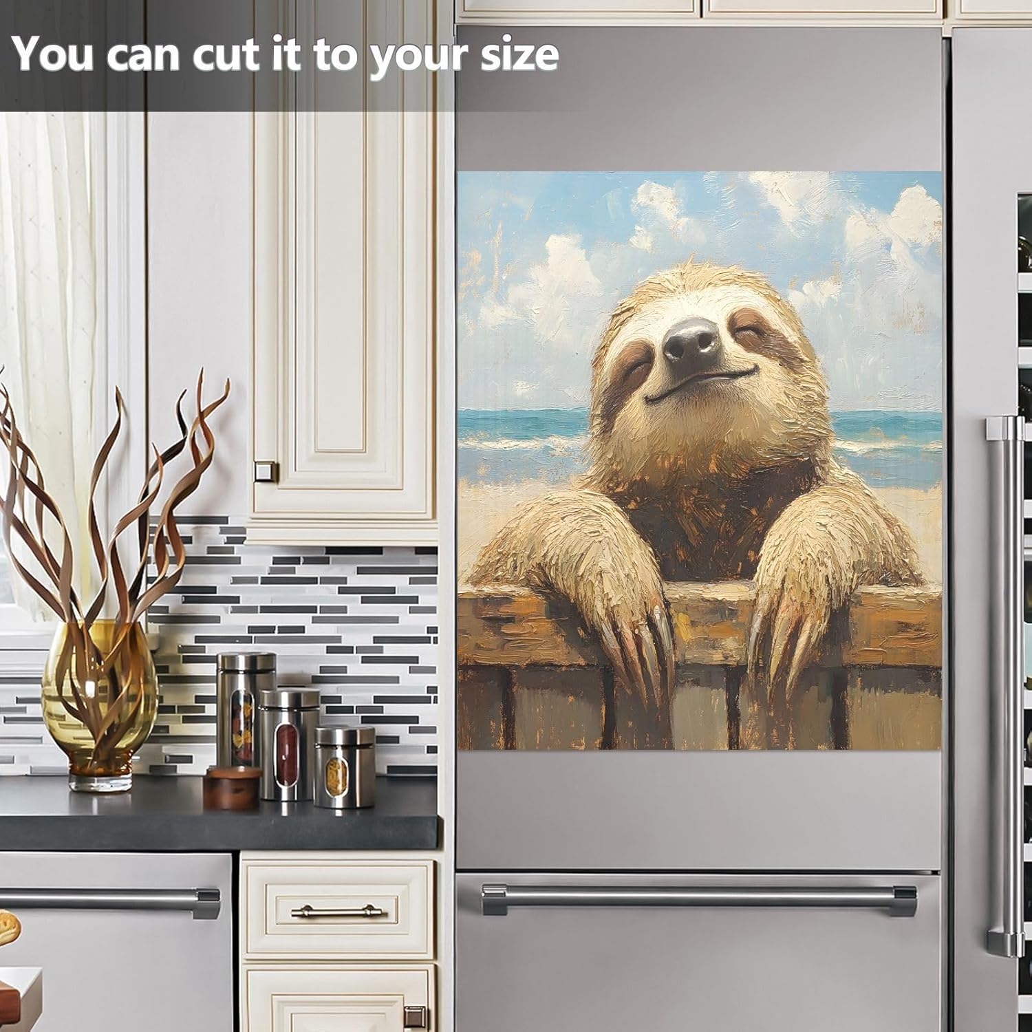 Dishwasher Magnet Cover Large Magnetic Stickers Sloth Seaside Pattern Front Dishwasher Cover Reusable Decal for Home Kitchen Anti-Scratch Refrigerator Decorative Lid Washing Machine Laundry 23
