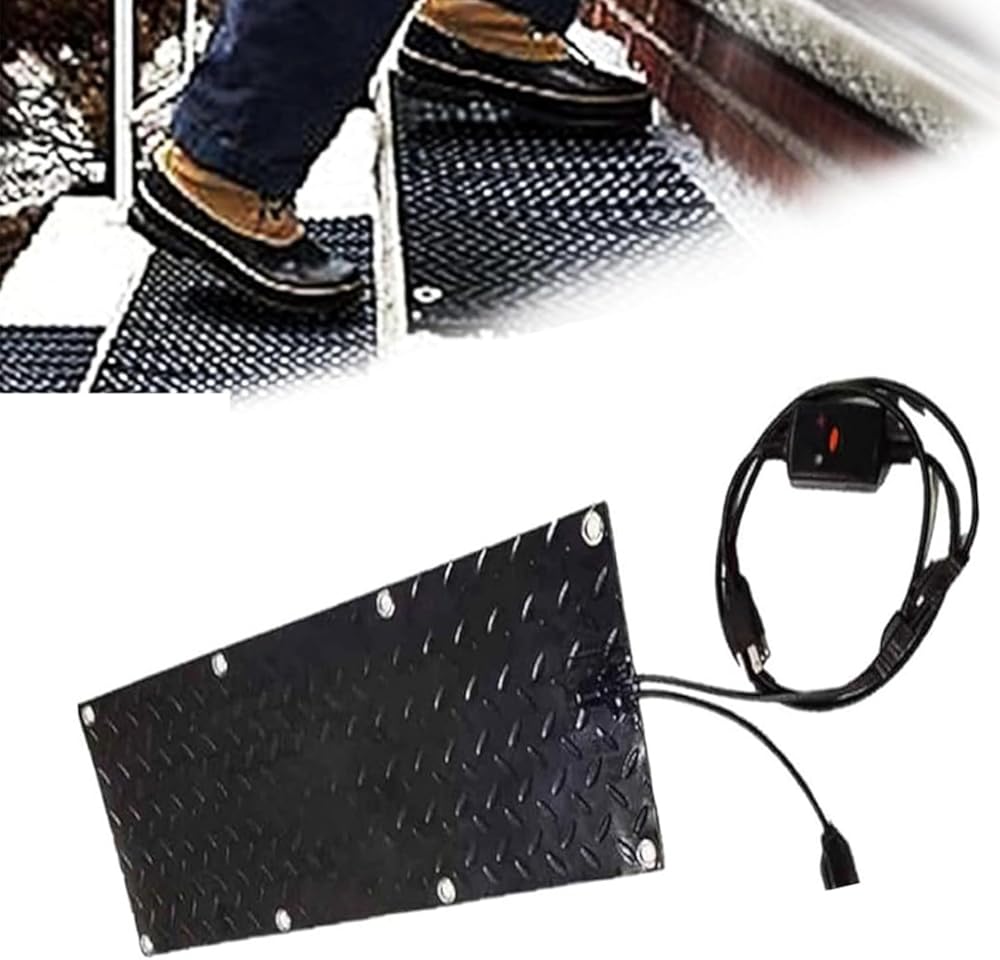 Heated Snow Melting Mats for Entrances 1/2/3/4/5 pcs No-Slip Heating Stair Heating Mats,Heated Outdoor Mats W/5ft Power Cord Snow Melting Mats for Winter Snow Removal(1 Pcs,10x48in/(25.4x120c