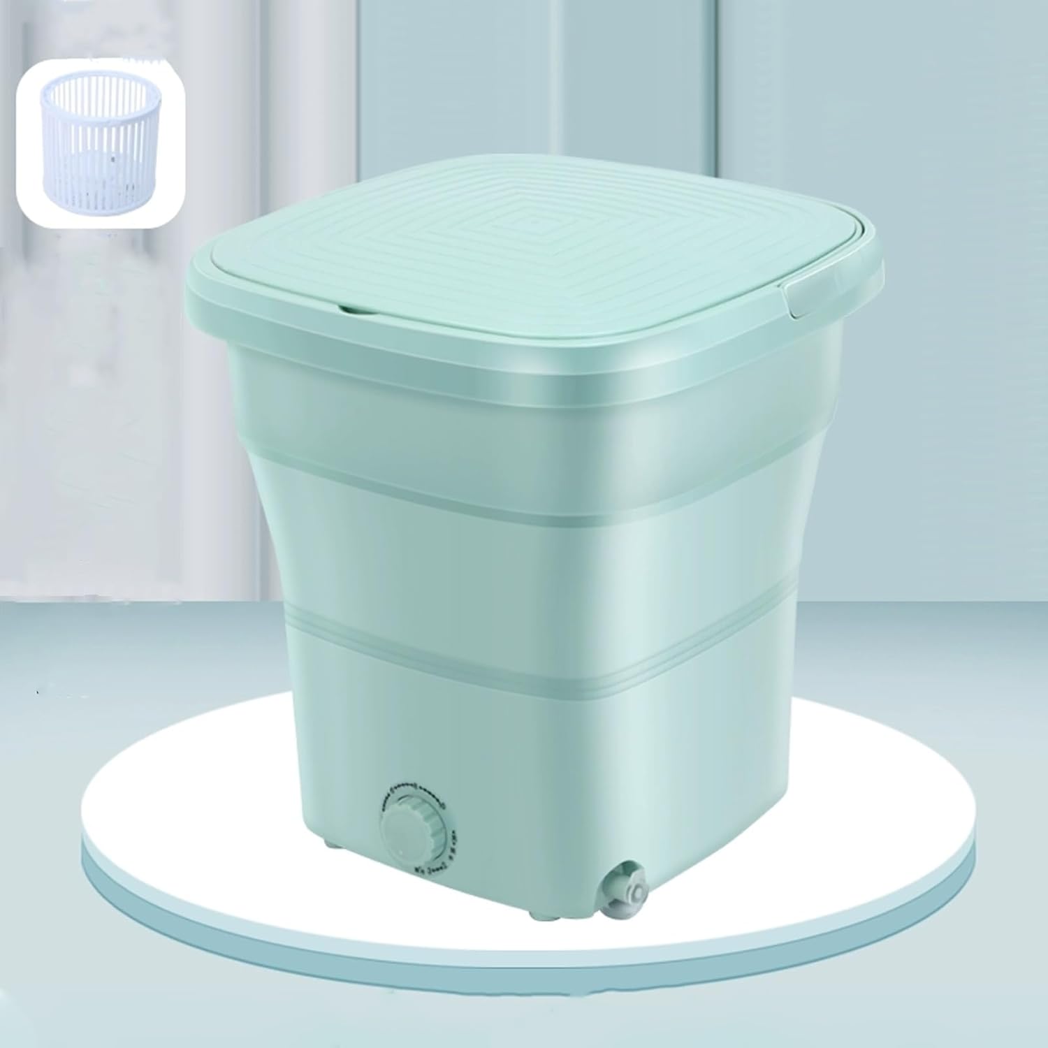 Portable Washing Machine, Mini 12L Foldable Washer and Dryer, Small Collapsible Laundry Washer, Ideal for Underwear, Socks, Baby Clothes,Travel Camping Apartment(Green)