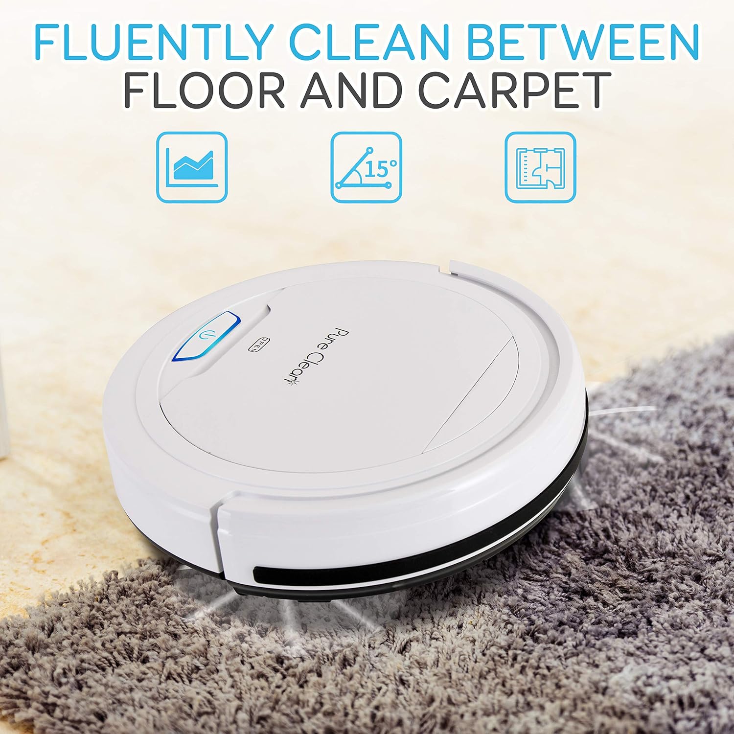 SereneLife Pure Automatic Vacuum Cleaner-Lithium Battery 90 Min Run Time & Self Path Navigation-Bot Self Detects Stairs Pet Hair Allergies Robotic Home Cleaning for Carpet Hardwood Tile Floor