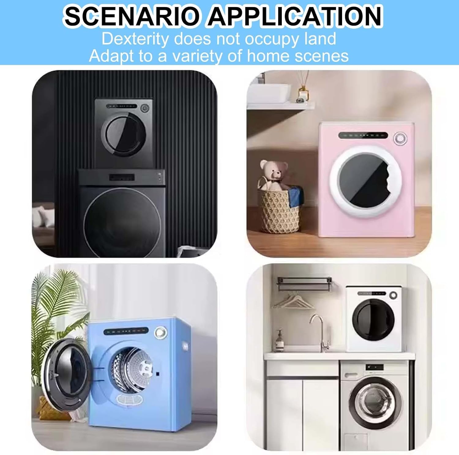 4Kg Tumble Dryer,With Filtering Function,60℃ Thermostatic Heating,Stainless Steel Inner Barrel,For Apartment/Rv/Laundry Room White