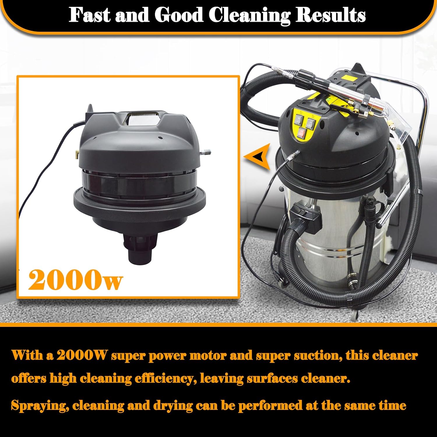 3 in 1 Carpet Extractor Machine 21.1Gal Upholstery Cleaning Machine 2000W Spraying Machine Wet/Dry Cleaning Machine with 6 Joints110V