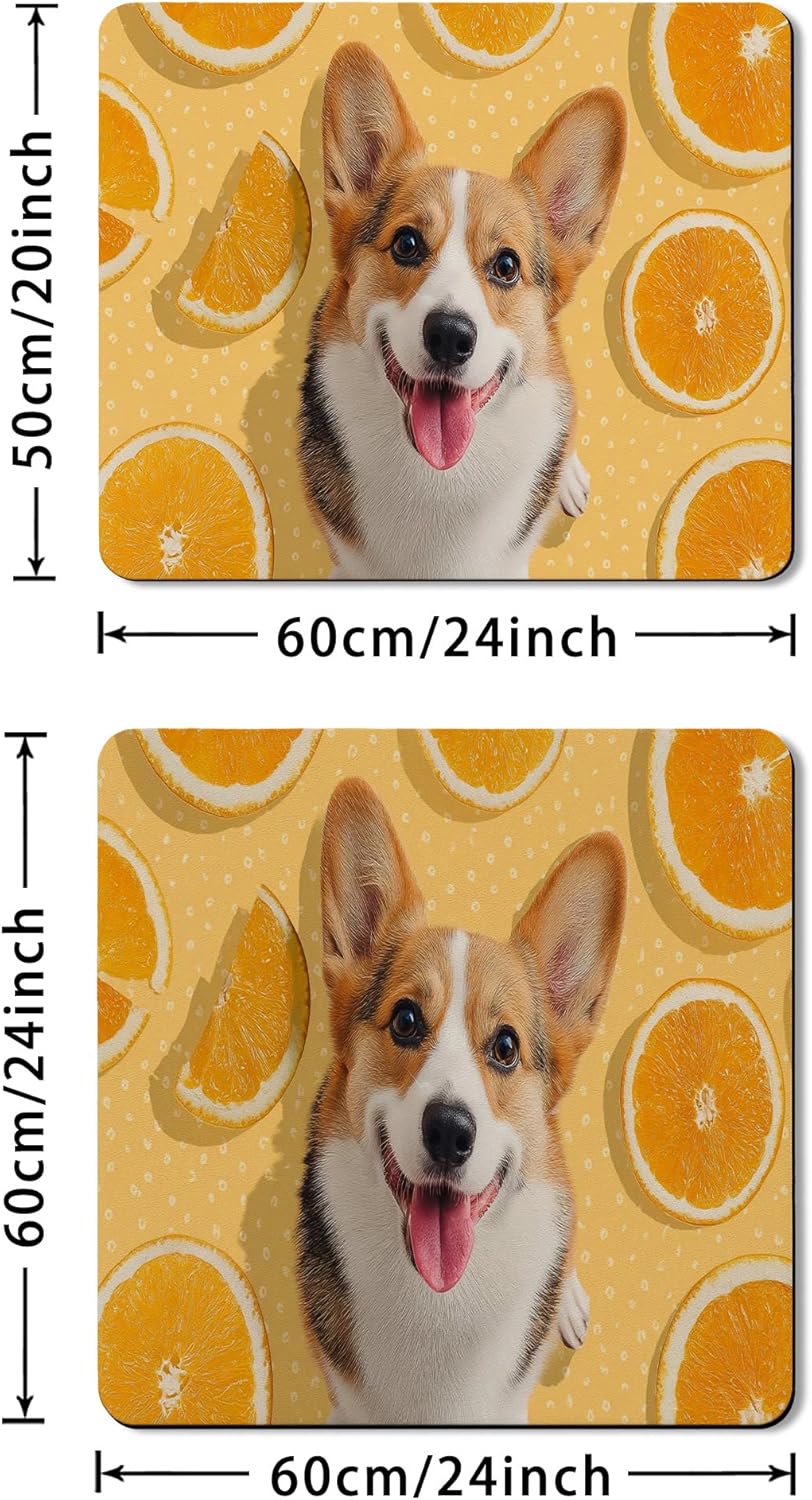 Corgi Washer Dryer Top Protector Mat, Dog Patterned Laundry Machine Dust Covers, Fun and Fanciful Rubber Anti-slip Waterproof Washer And Dryer Mats for Laundry Room 20x24 Inch
