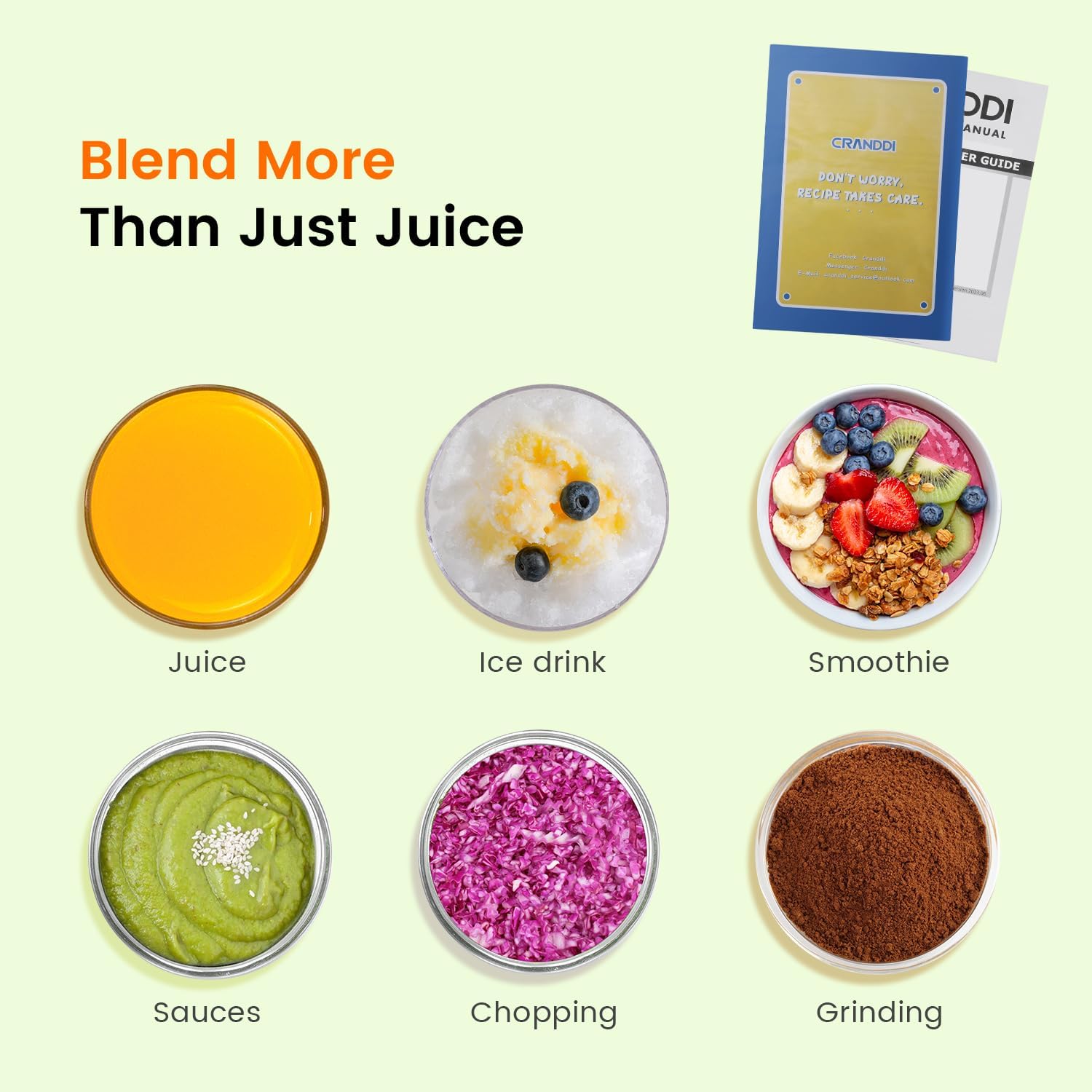 CRANDDI Professional Commercial Blender, Max 1500W, 80oz Pitcher, Powerful Blender with Tamper for Smoothie, Ice Crushing, Variable 9 Speeds Control,110V, K96, Black