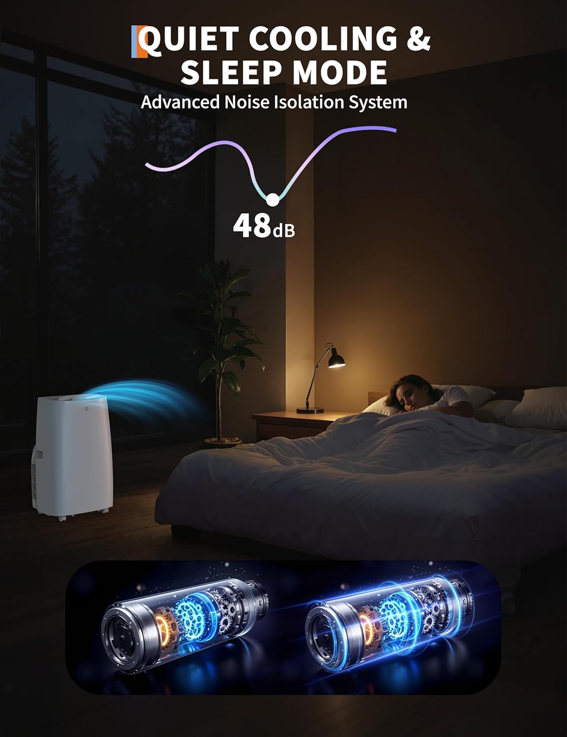 14,000 BTU Portable Air Conditioner,3 in-1 Portable AC Unit Cools/Fan/Dehumidifier up to 750 sq.ft,with 24H Timer,Remote Control,Bedroom