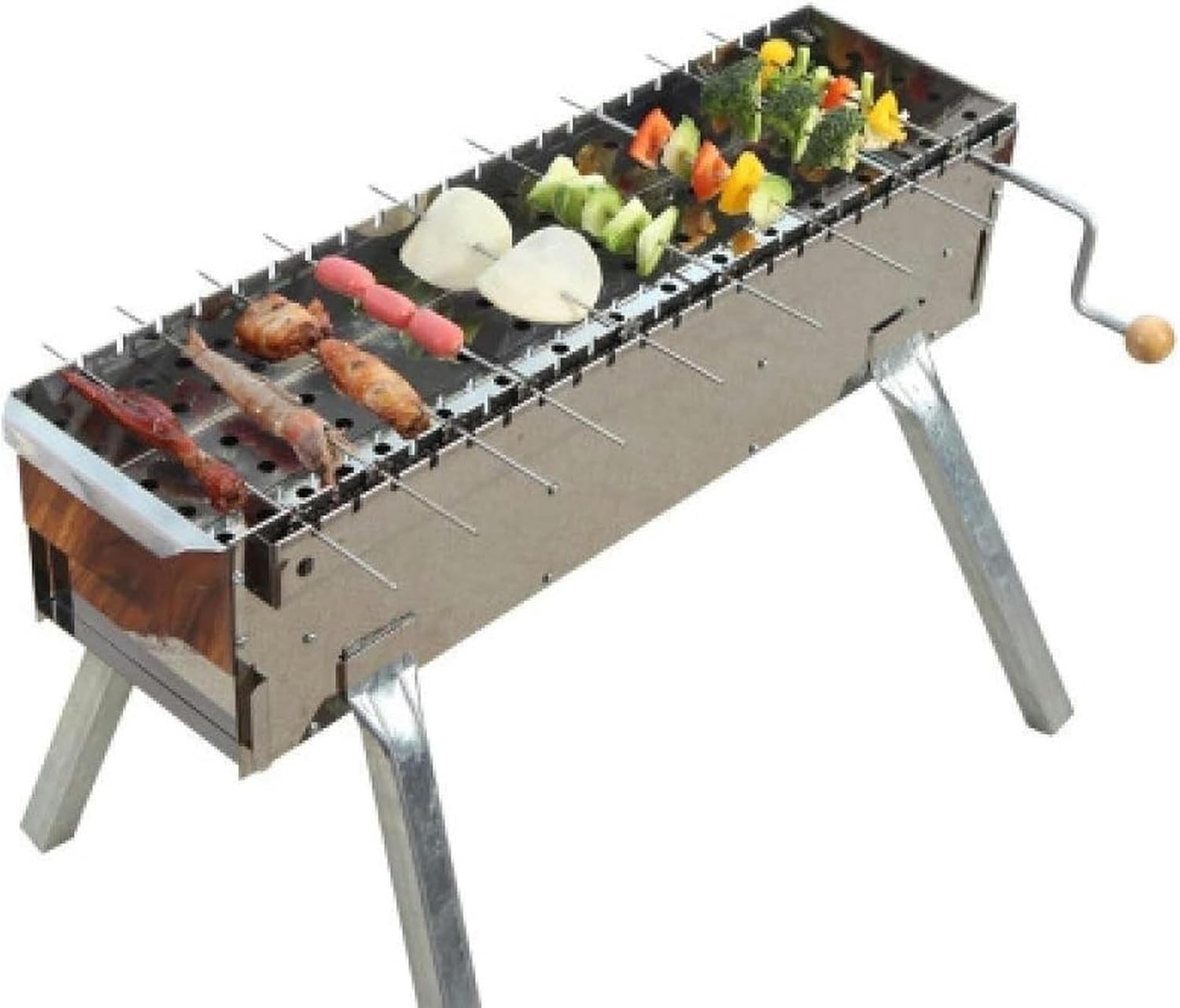 BBQ Outdoor Charcoal Barbecue Portable BBQ Stainless Steel Folding BBQ Camping Tabletop for Portable Camping Cooking Small