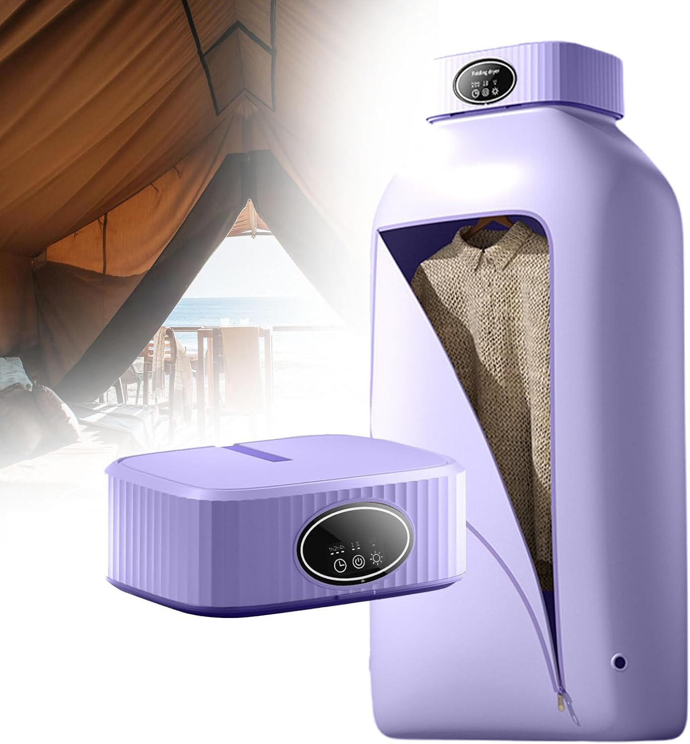 Dormitory Clothes Dryer, Small Clothes Dryer, Dual-Mode Drying Design, PTC Heating Method, 1.5m Power Cord, Mini Dryer for Appartments, Hotel, Dormitories, Rvs,Purple