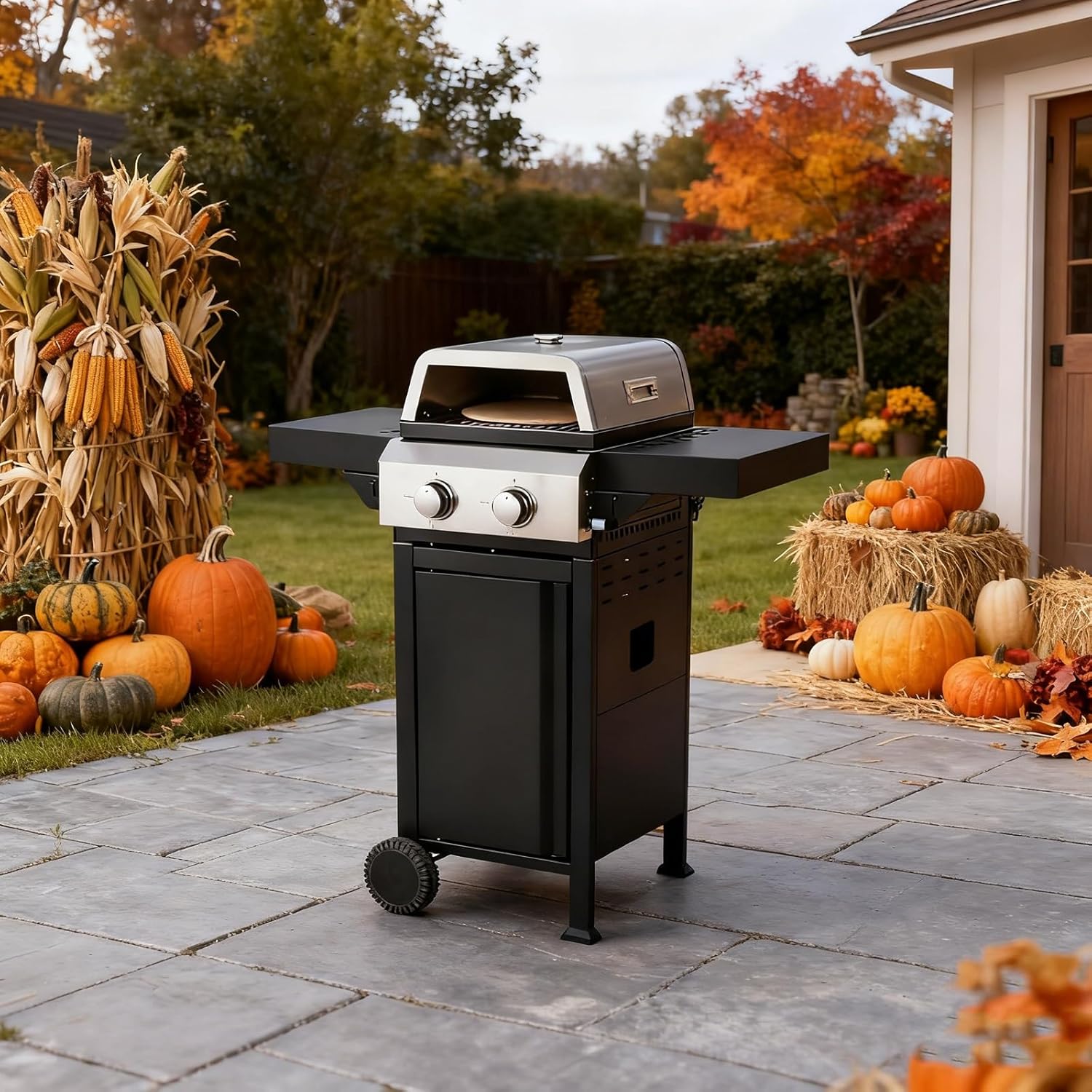 Gas Grills Propane， 2-Burner - 24600BTU Table Top BBQ Grill With Pizza Box, Enamel Wire Grids | Stainless Steel Camping For Outdoor Cooking, Expert