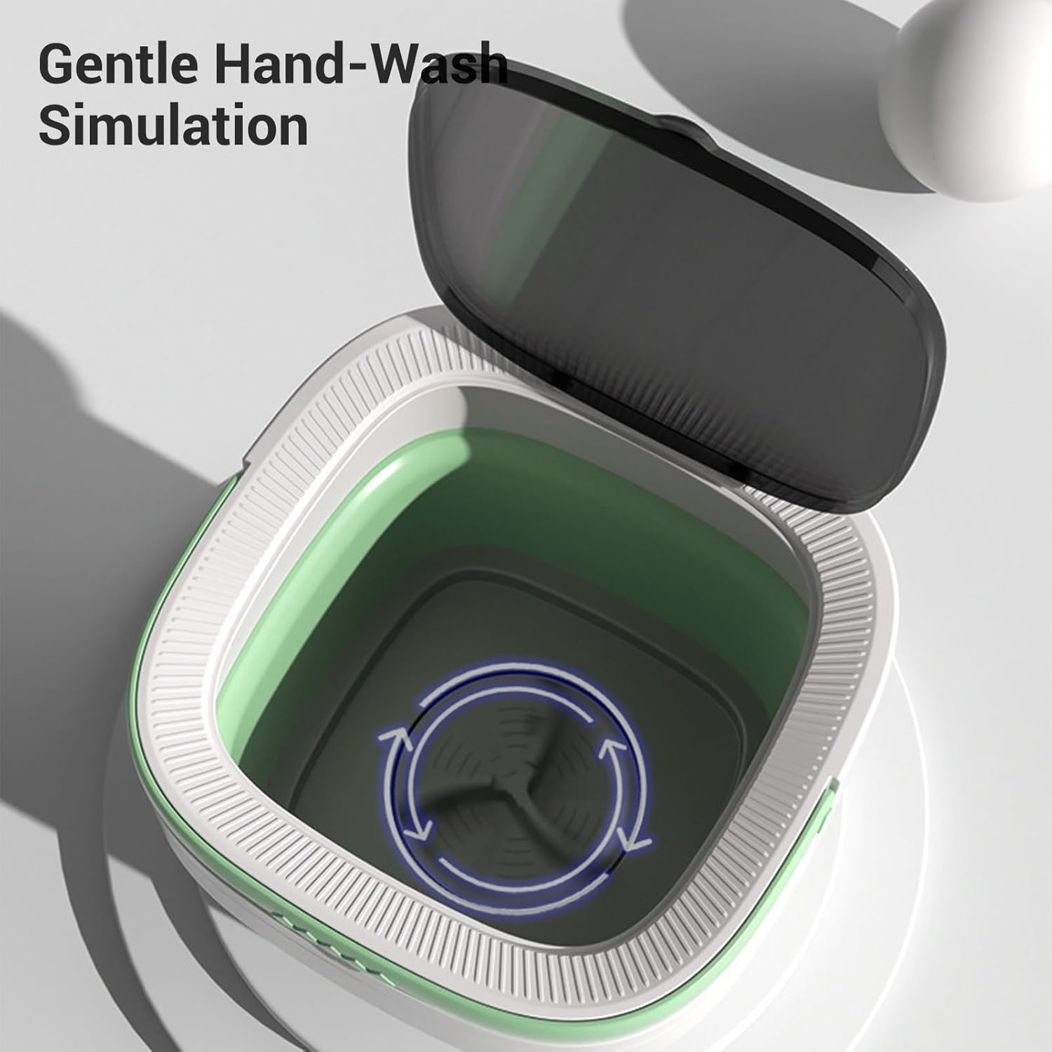 Asixxsix Portable Washing Machine, Foldable Laundry Machine with 3 Cleaning Modes, Collapsible Mini Washer for Small Clothes, for Travel, Apartment, Home, Hotel and camping (Green)