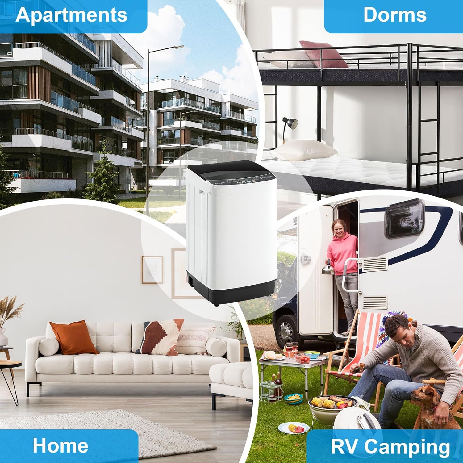 17Lbs Portable Washing Machine with10 Washing Programs, 1.6 Cu. Ft. Full Automatic Washer and Spinner Combo, Compact Laundry Washer Spinner for Apartment RV Dorm (1.6Cu. Ft)