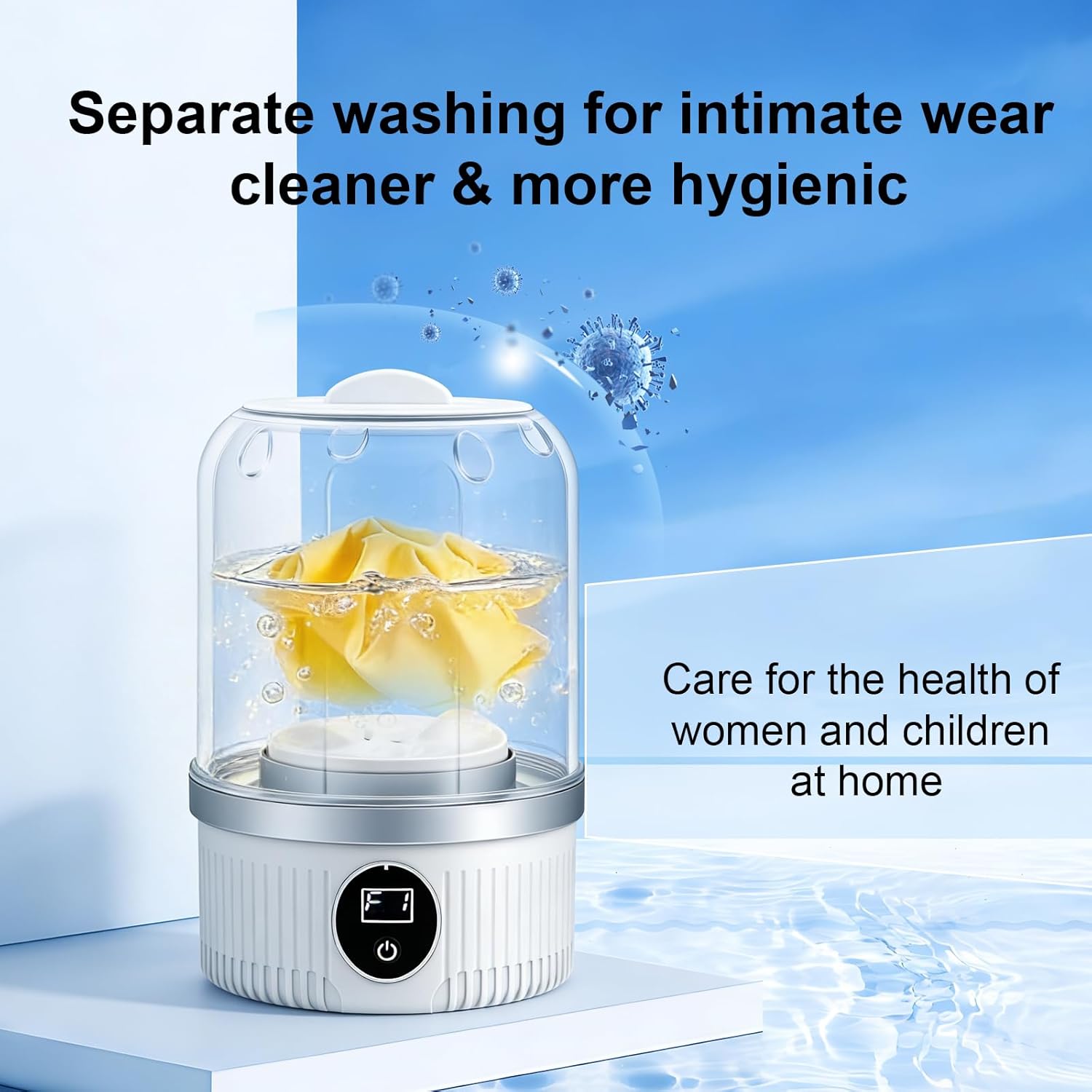 Portable Washing Machine, Underwear Washer, Small Washing Machines, Mini Washing Rechargeable Cordless Washing-Machine, Laundry Cup for Bra, Underwear, Socks (1.2 L capacity)