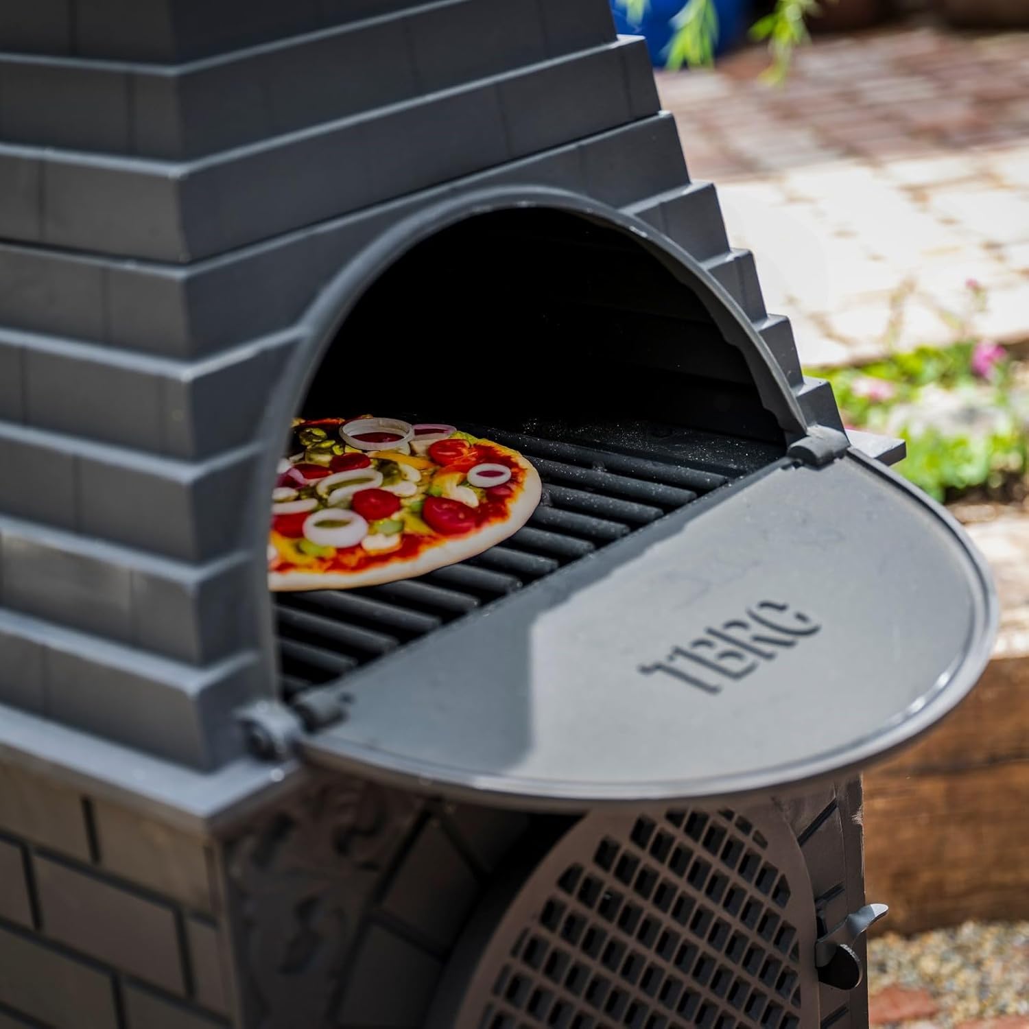 The Blue Rooster Casita Grill Chiminea Outdoor Fireplace Wood Burning Firepit and Pizza Oven