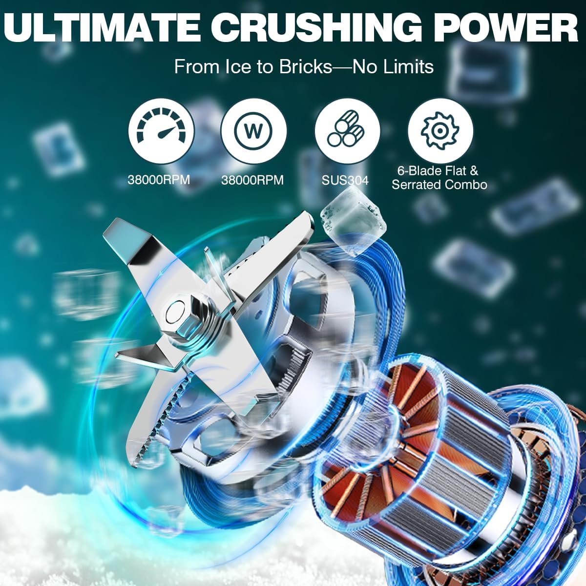 Smoothie Blender 1800W Powerful Blenders for Kitchen 68 Oz Large Capacity and BPA-Free Containers with To-Go Cup Countertop Blender for Smoothies, Ice Crushing & Frozen Drinks