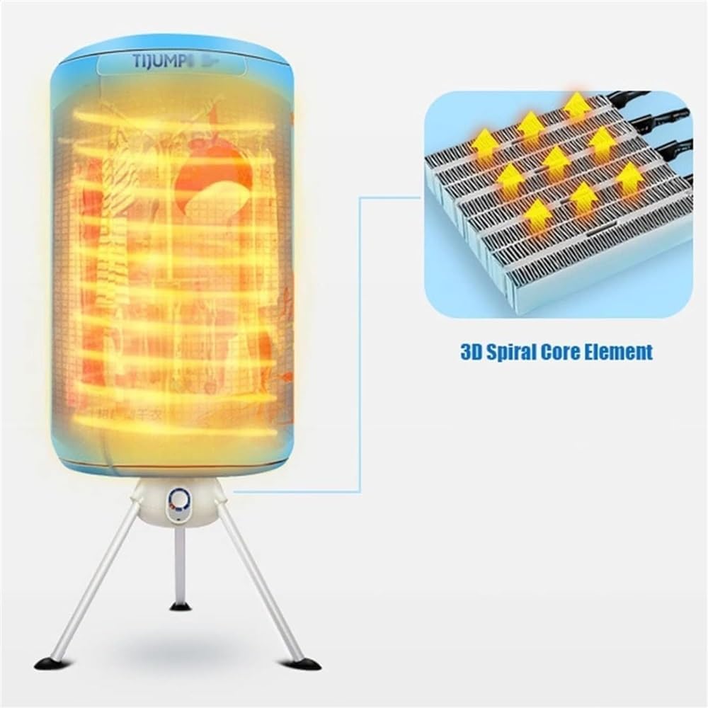 65℃/900W Round Heated Clothes Airer Lectric Heated Dryer 360° Three-Dimensional Warm Air Drying Clothes for Clothing, Shoes, Socks, Bed Linen, Towels
