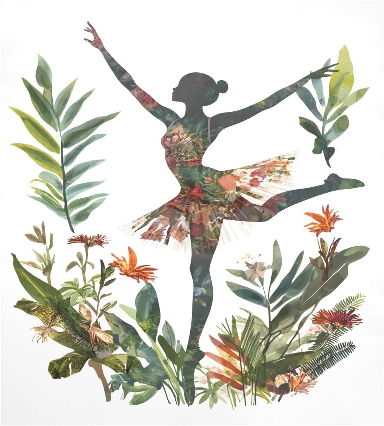 Dishwasher Magnet Cover Large Magnetic Stickers Ballerina Figure Tropical Plants Front Dishwasher Cover Reusable Decal for Home Kitchen Anti-Scratch Refrigerator Decorative Lid Washing Machine Laundry