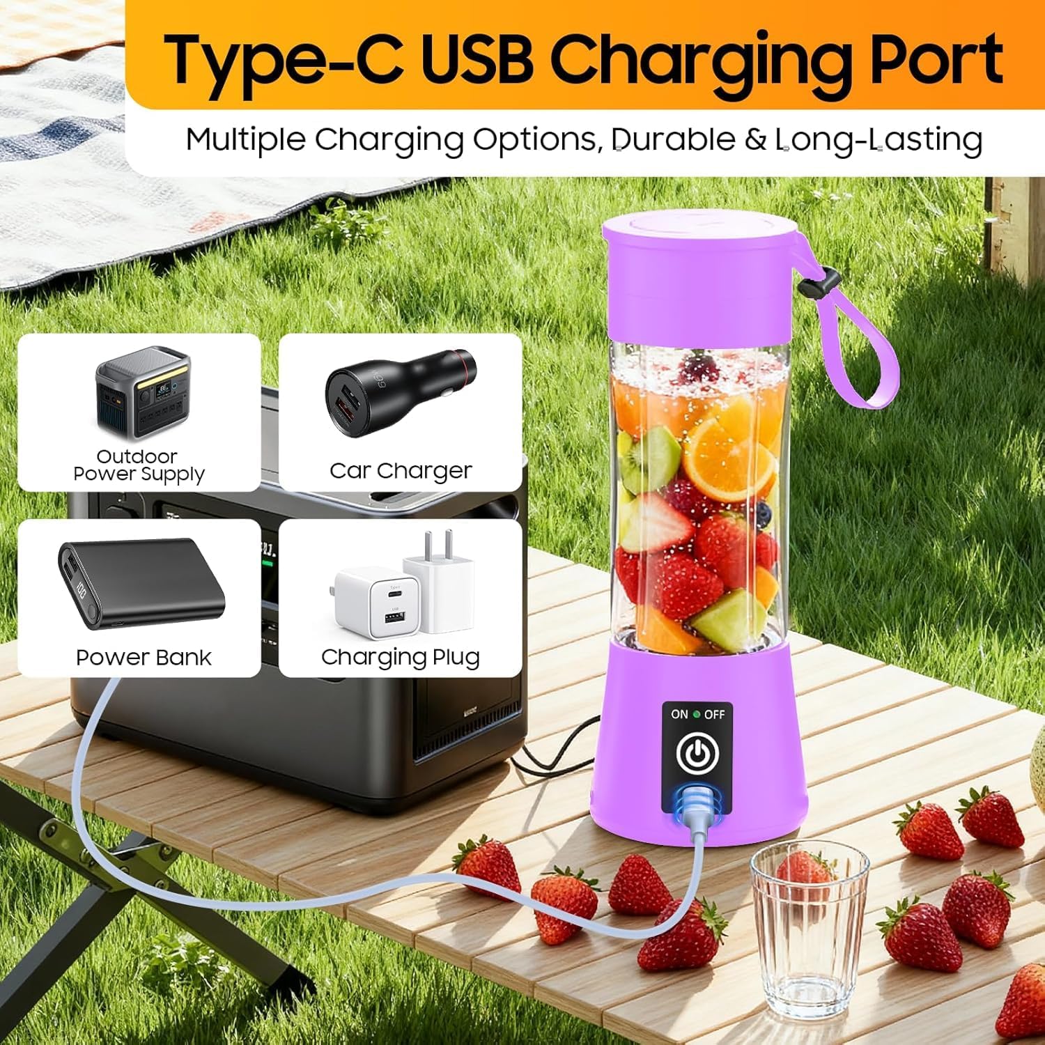 Portable Personal Size Mini Blender - 2025 Upgraded Cordless Blender for Smoothies & Shakes, Type-C Rechargeable, 380Ml Traveling BAP Free Juicer Cup for Sports/Travel/Home, 20000Rpm/Min Speed