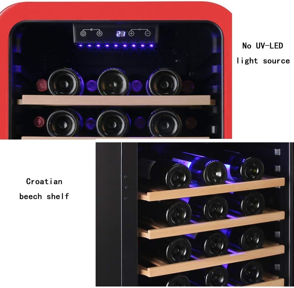 Retro Wine Cooler with 49 Bottles, Household Thermostatic Compressor Ice Bar, Independent Wine Cellar, Transparent Glass Door, Refrigerator Beverage Cooler, Ice Bar