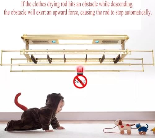 Ceiling Clothes Dryer Aluminium and Steel Electric Clothes Dryer with Remote Control,Foldable Electric Clothes Drying Rack 159cm, Ceiling Mounted Towel Rack with Heater Fan, Heavy-Duty 35kg