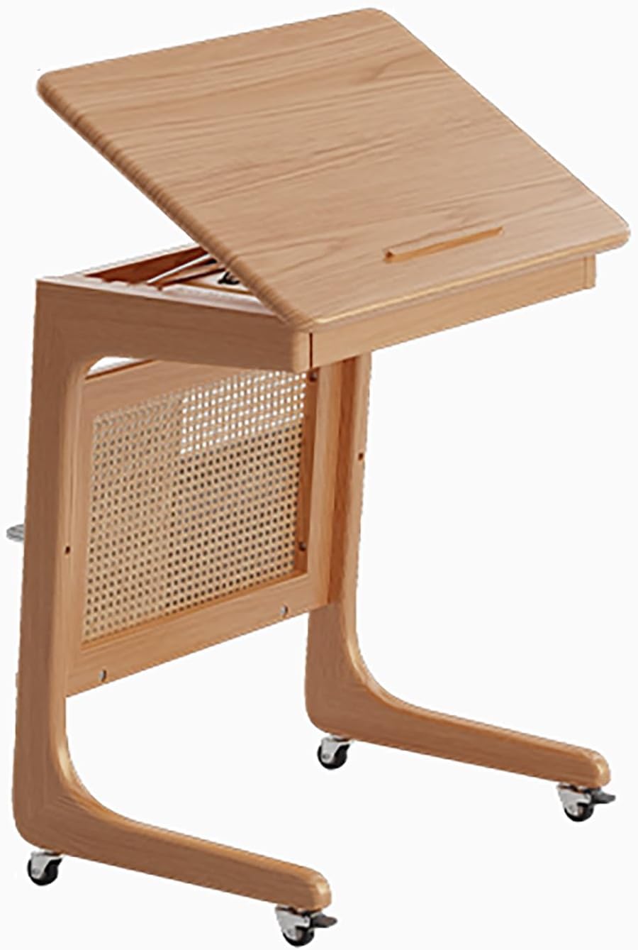 Mobile Robot Vacuum Storage Cabinet Side Table Resin Rattan Storage Cabinet C-Shaped End Tables, for Living Room Dining Room Kitchen Home Office(Yellow,48cm/18.9in)