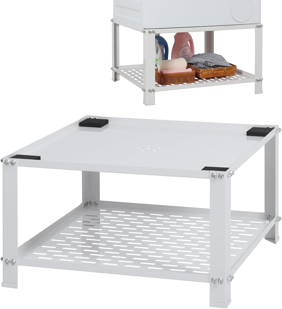 LUCKUP Laundry Pedestal with Storage Shelf-Universal Washing Machine Stand Heavy Duty Metal Base, 27.5W*27.5L*15.75H, Universal Fit 700lbs Capacity, Suitable for Dryer and Fridge