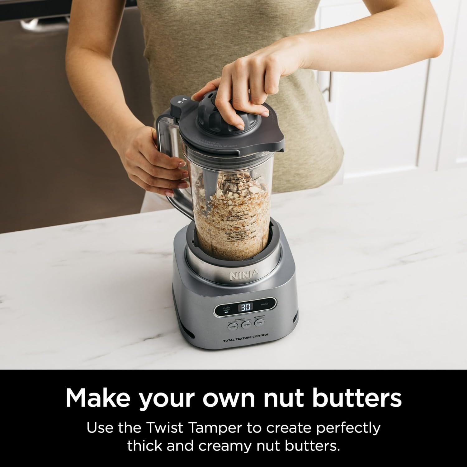 Ninja TWISTI Blender, Smoothies, Frozen Drinks, 3 Auto-iQ Preset Programs, 1500PW, 34 Oz, SS150 Silver