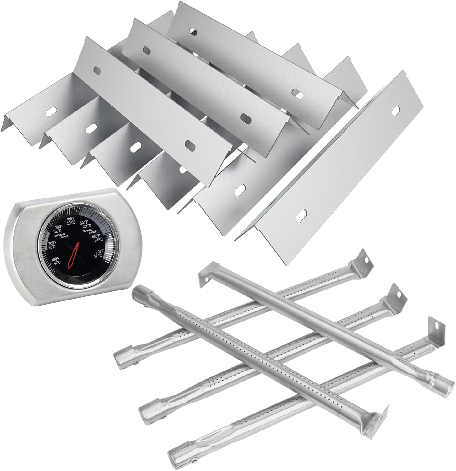 Grill Parts for Napoleon Rogue 625 Rogue XT 625 Prestige 665 P665RSIBNSS, RXT625SIBNSS-1-A, RXT625SIBPK-1, 9-Pack Heat Plate & 5-Pack Burner Replacement Parts for Napoleon Grill Accessories