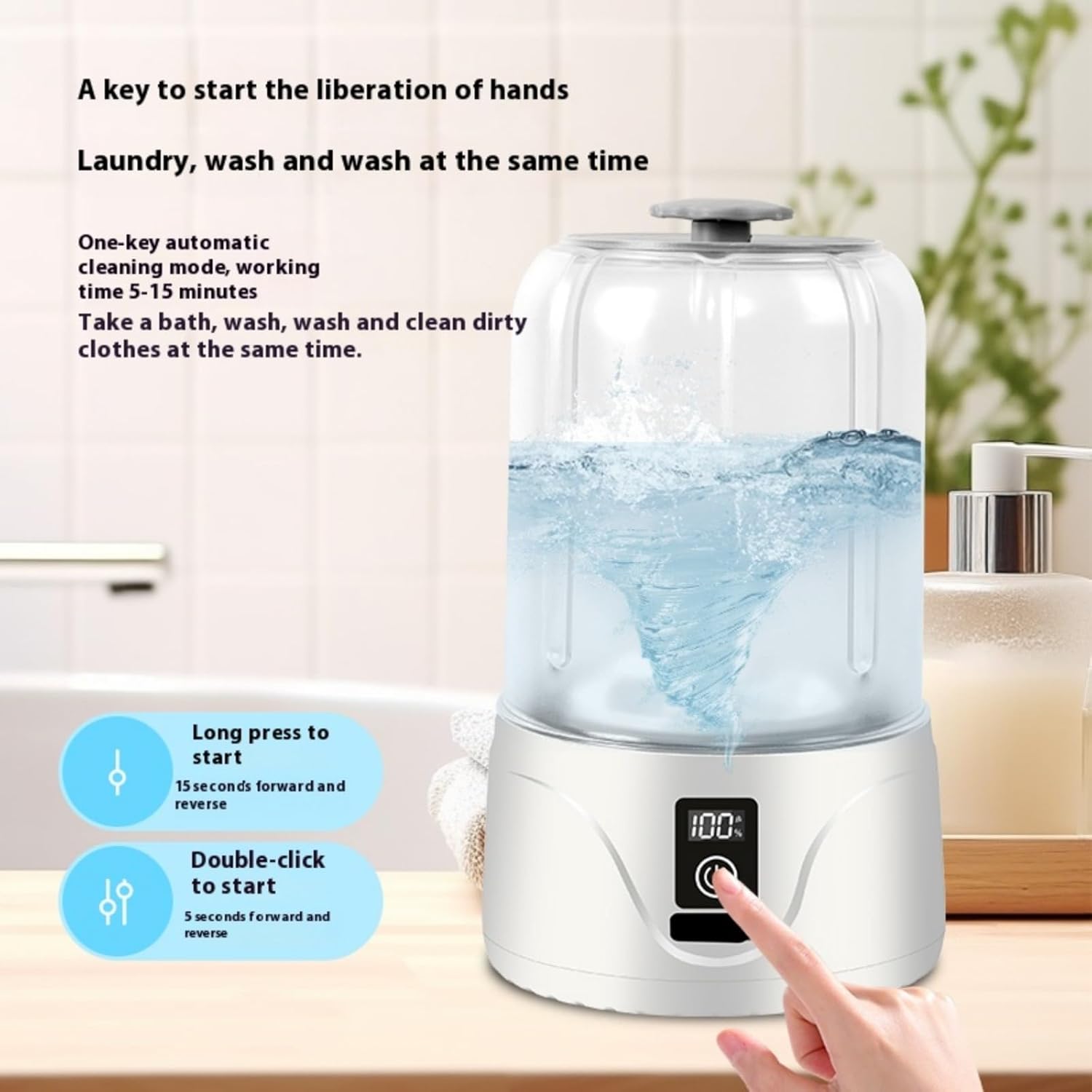 Cordless Miniature Laundry Machine Powerful Motor Lightweight Washer For Underwear Socks Small Garments Washing Machine Multifunctional Rechargeable Washer