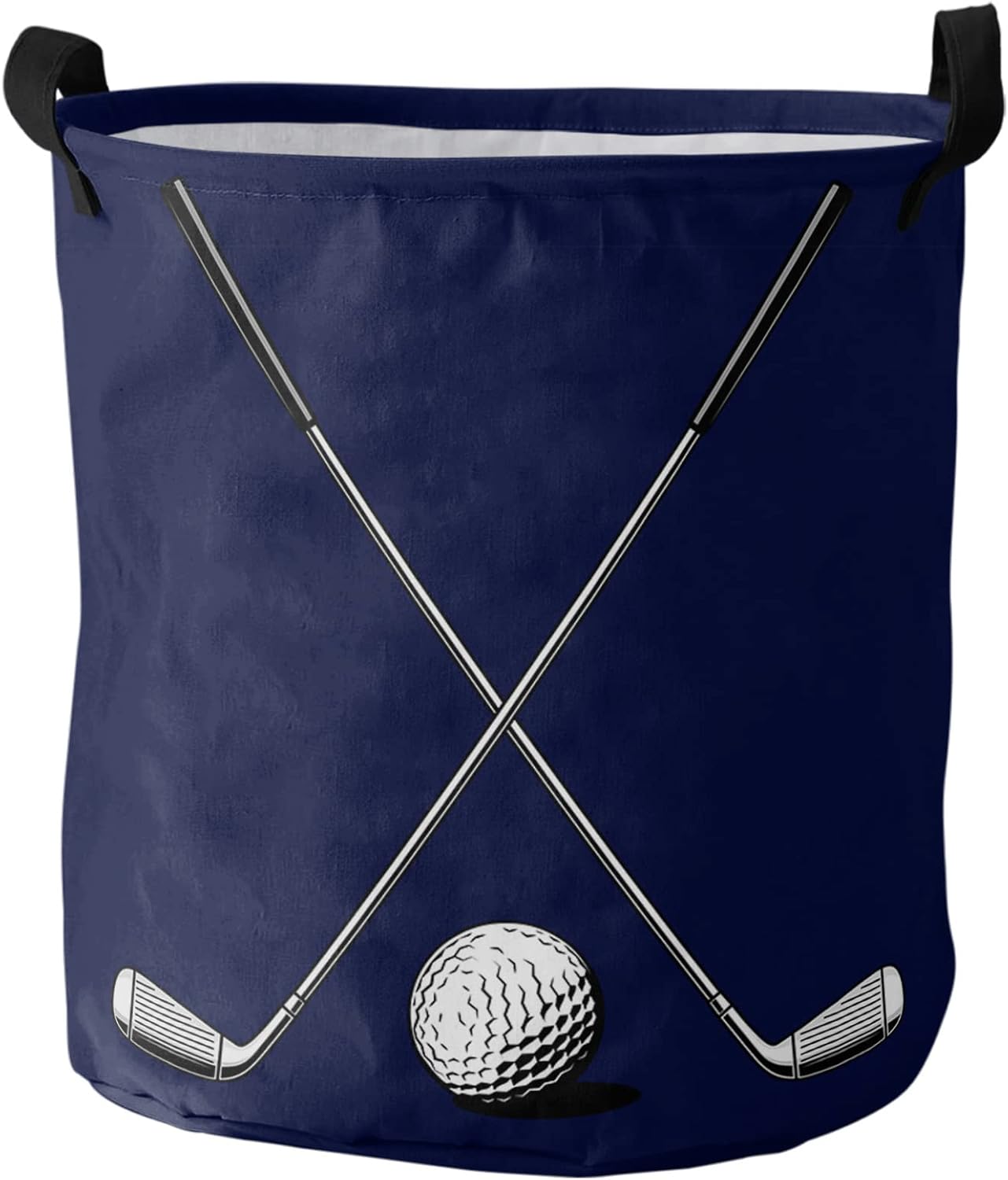 Oxford Cloth Large Laundry Baskets - Foldable Laundry Hamper Waterproof Washing Basket Art Minimalist Golf Theme Round Collapsible Storage Bin for Toys/Clothes/Blankets 16.5x17 Inch
