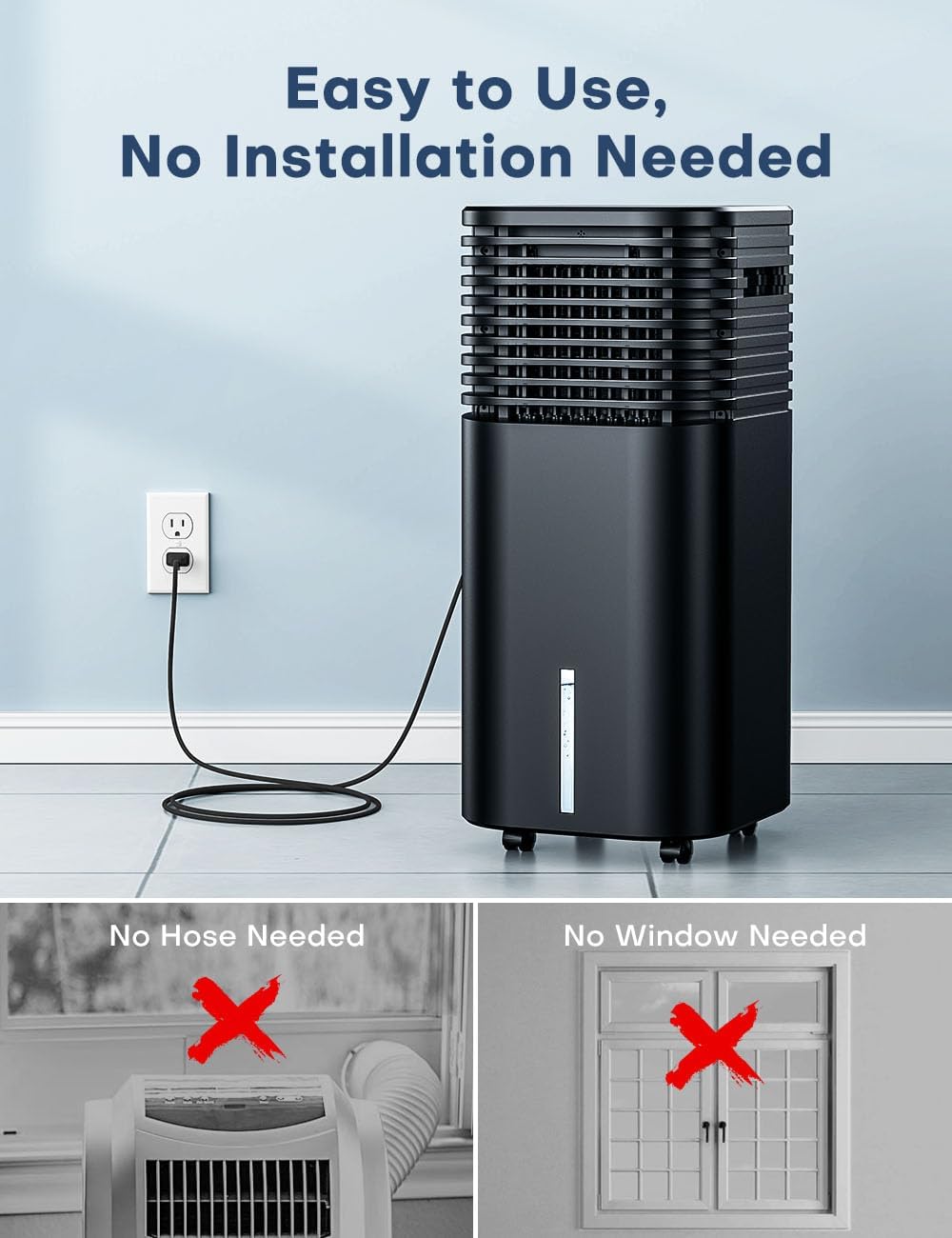 4-IN-1 Portable Air Conditioners, Evaporative Air Cooler w/ 4 Modes & 3 Speeds, 15H Timer for Smart Auto-off, 2-Gal Tank for 20H Cooling