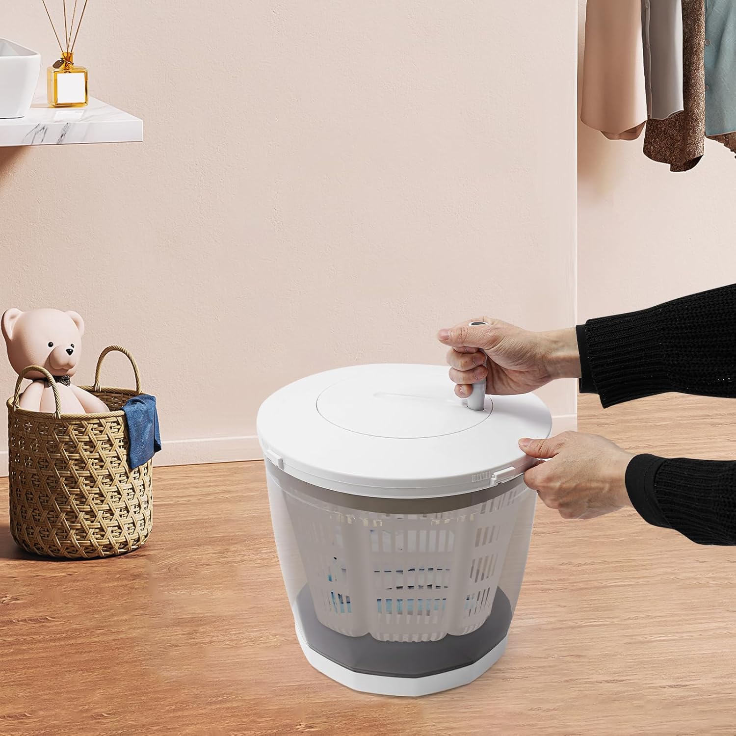 Portable Manual Washer & Dryer Machine, 2 in 1 Non-Electric Washing Machine, 2kg Washing Capacity, Mini Traveling Outdoor Washer for Apartments, Camping,Travel, Indoors or Outdoors